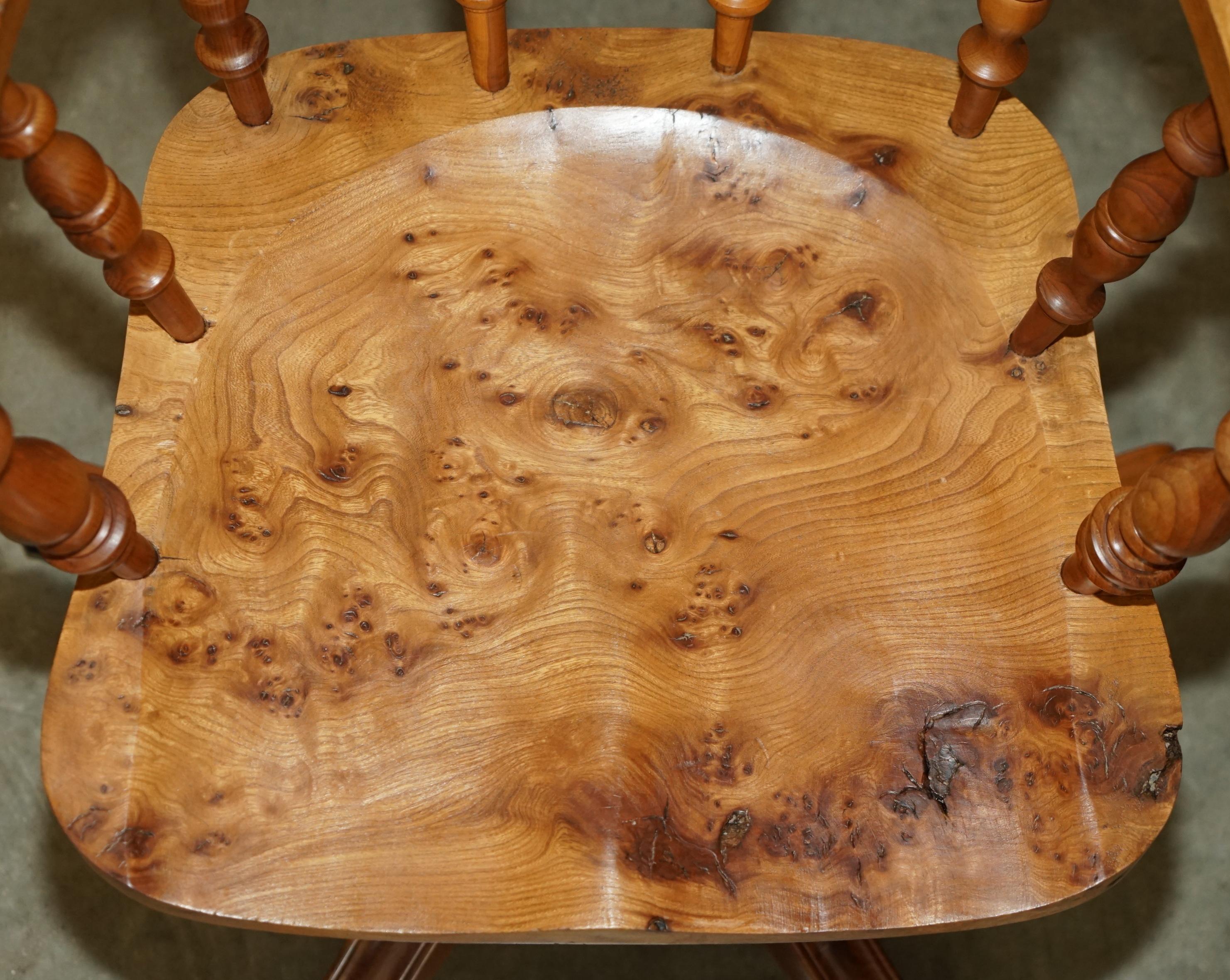 SUPER RARE HIGHLY COLLECTable BURR YEW WINDSOR SWiVEL CAPTAINS OFFICE CHAIR (Handgefertigt) im Angebot