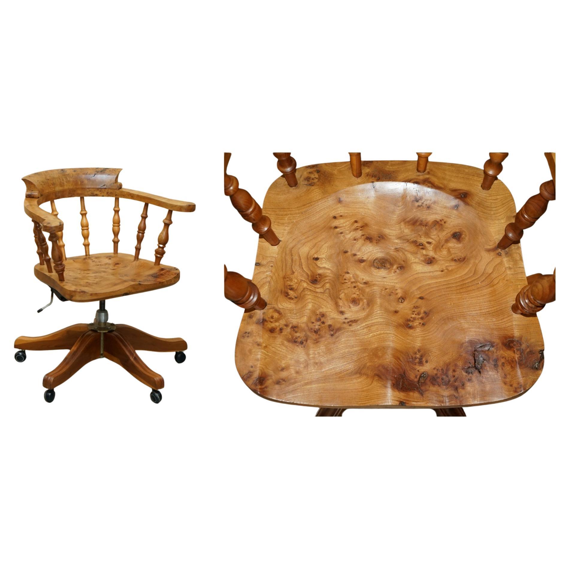 SUPER RARE HIGHLY COLLECTable BURR YEW WINDSOR SWiVEL CAPTAINS OFFICE CHAIR im Angebot