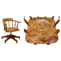SUPER RARE HIGHLY COLLECTABLE BURR YEW WOOD WINDSOR SWiVEL CAPTAINS OFFICE CHAIR