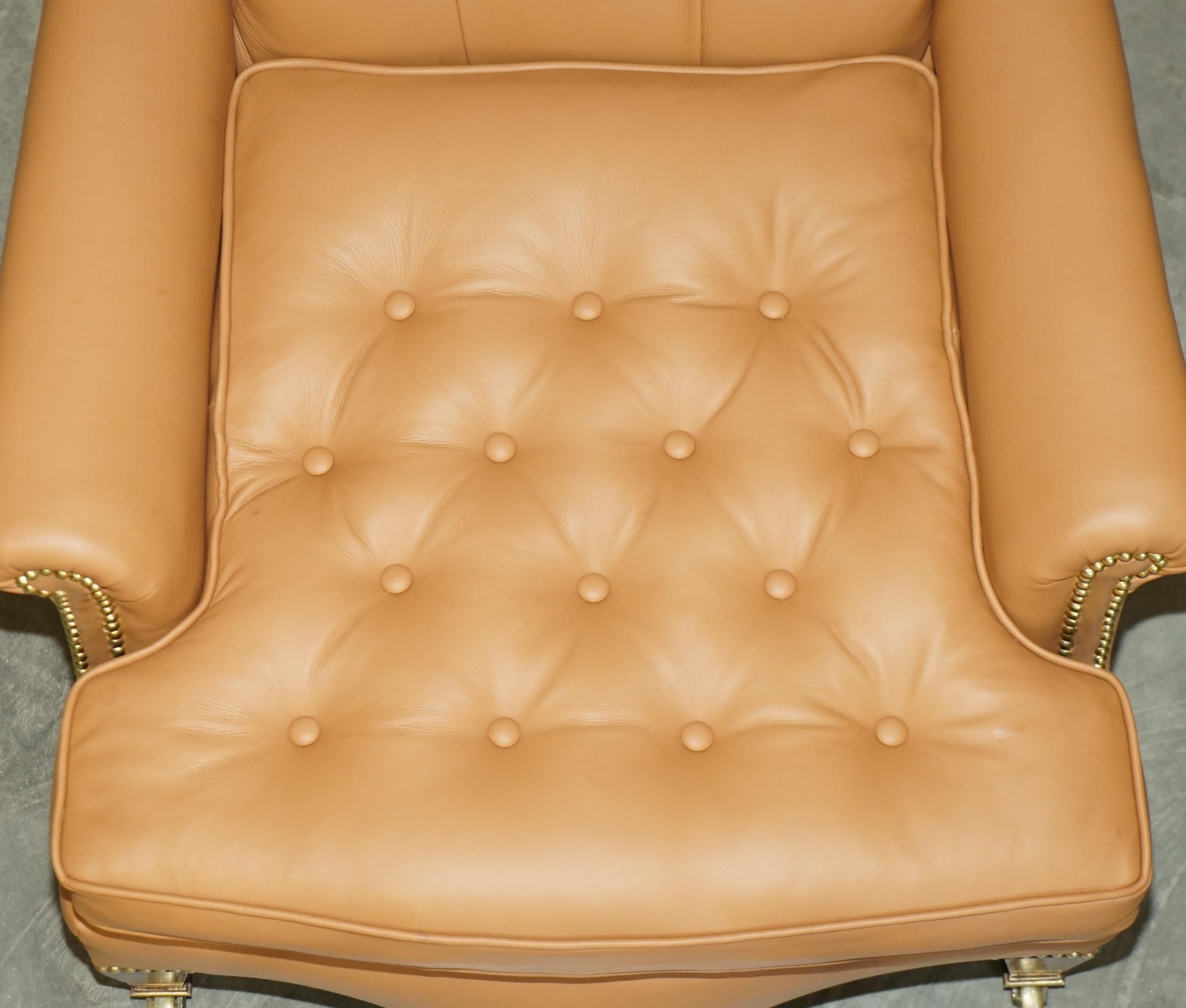SUPER RARE HOWARD & SON'S FULLY RESTORED CHESTERFiELD BROWN LEATHER ARMCHAIR For Sale 7
