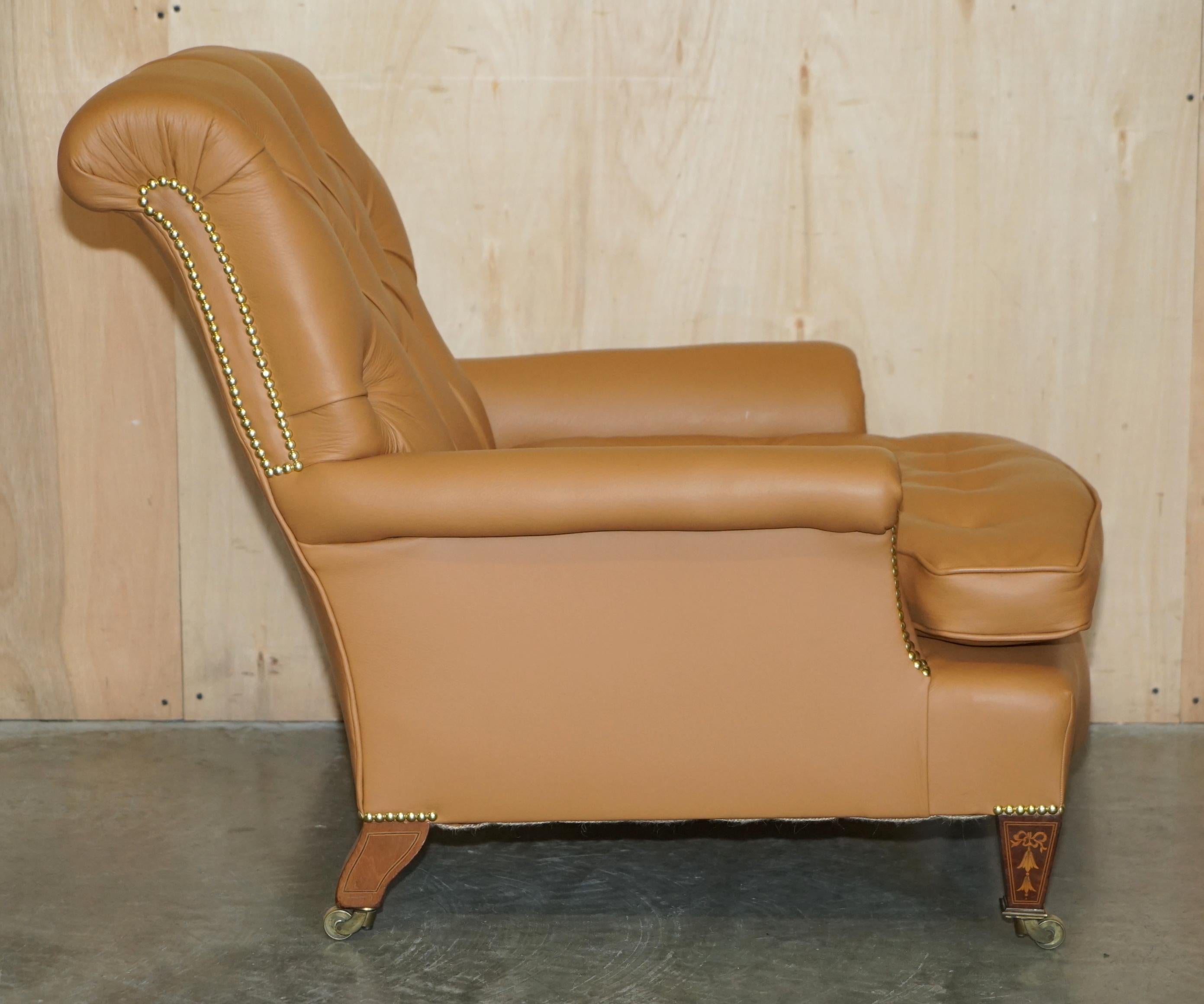 SUPER RARE HOWARD & SON'S FULLY RESTORED CHESTERFiELD BROWN LEATHER ARMCHAIR For Sale 8