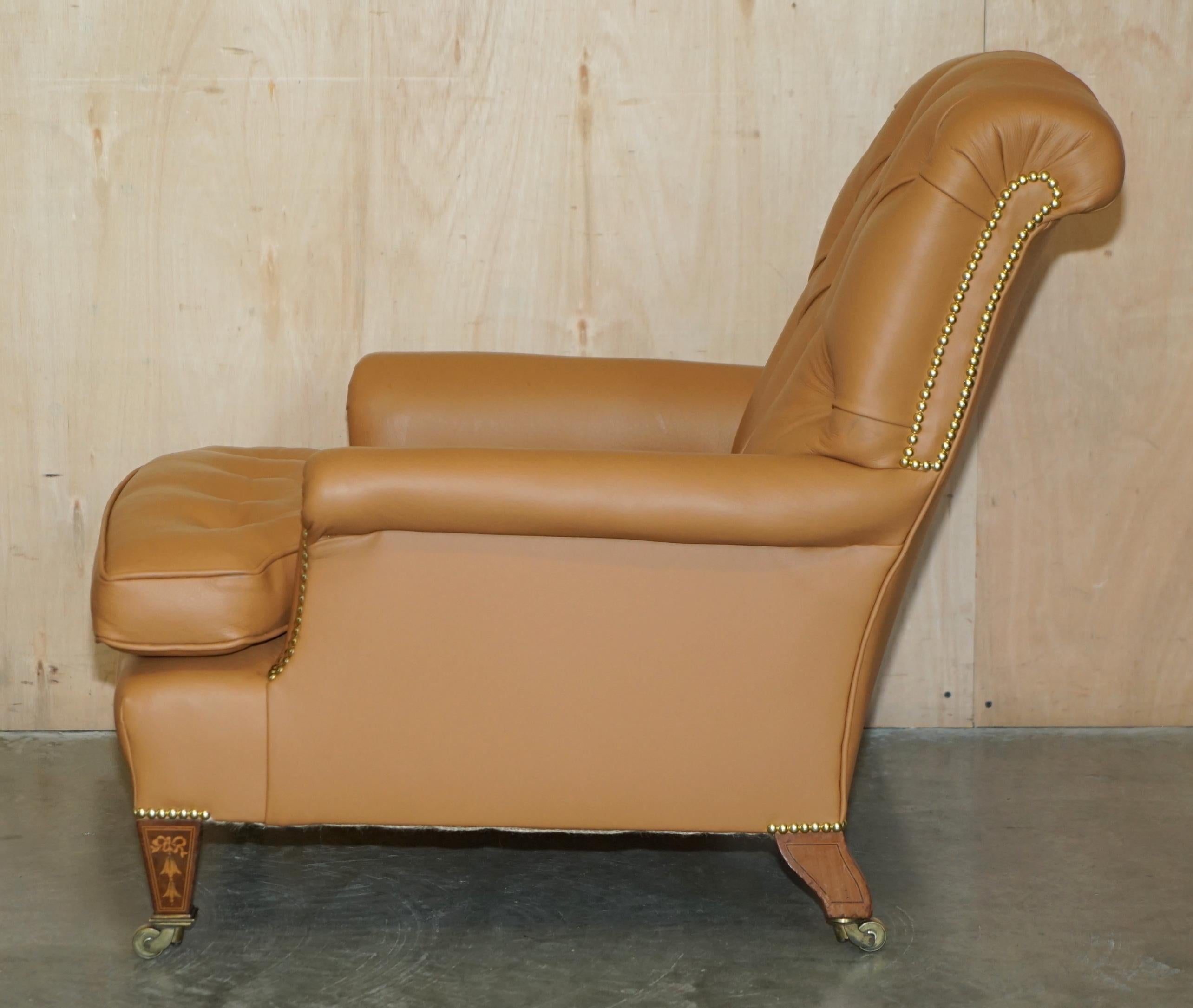 SUPER SELTENE HOWARD & SON'S FULLY RESTORED CHESTERFiELD BROWN LEATHER ARMCHAIR im Angebot 10