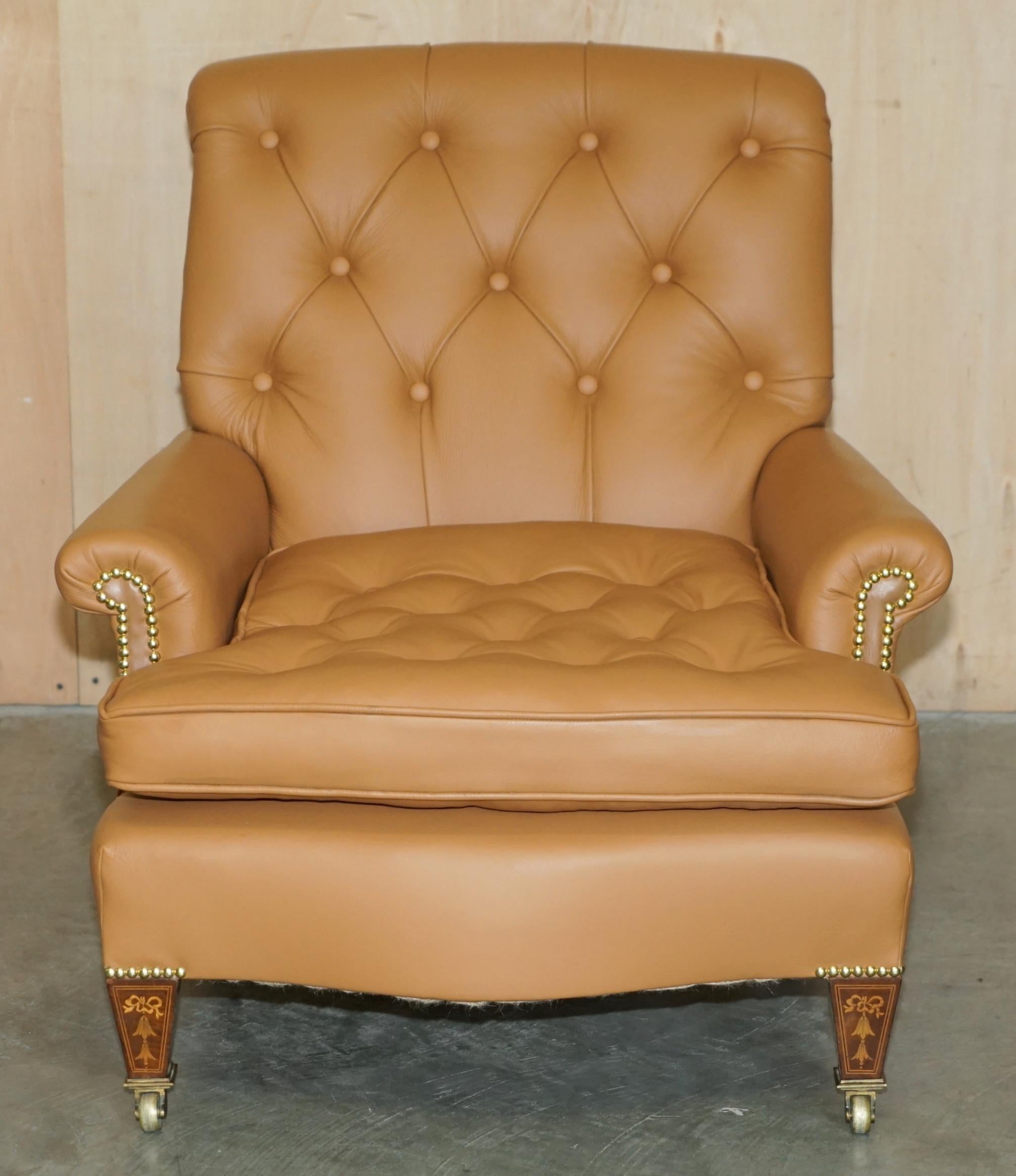 High Victorian SUPER RARE HOWARD & SON'S FULLY RESTORED CHESTERFiELD BROWN LEATHER ARMCHAIR For Sale