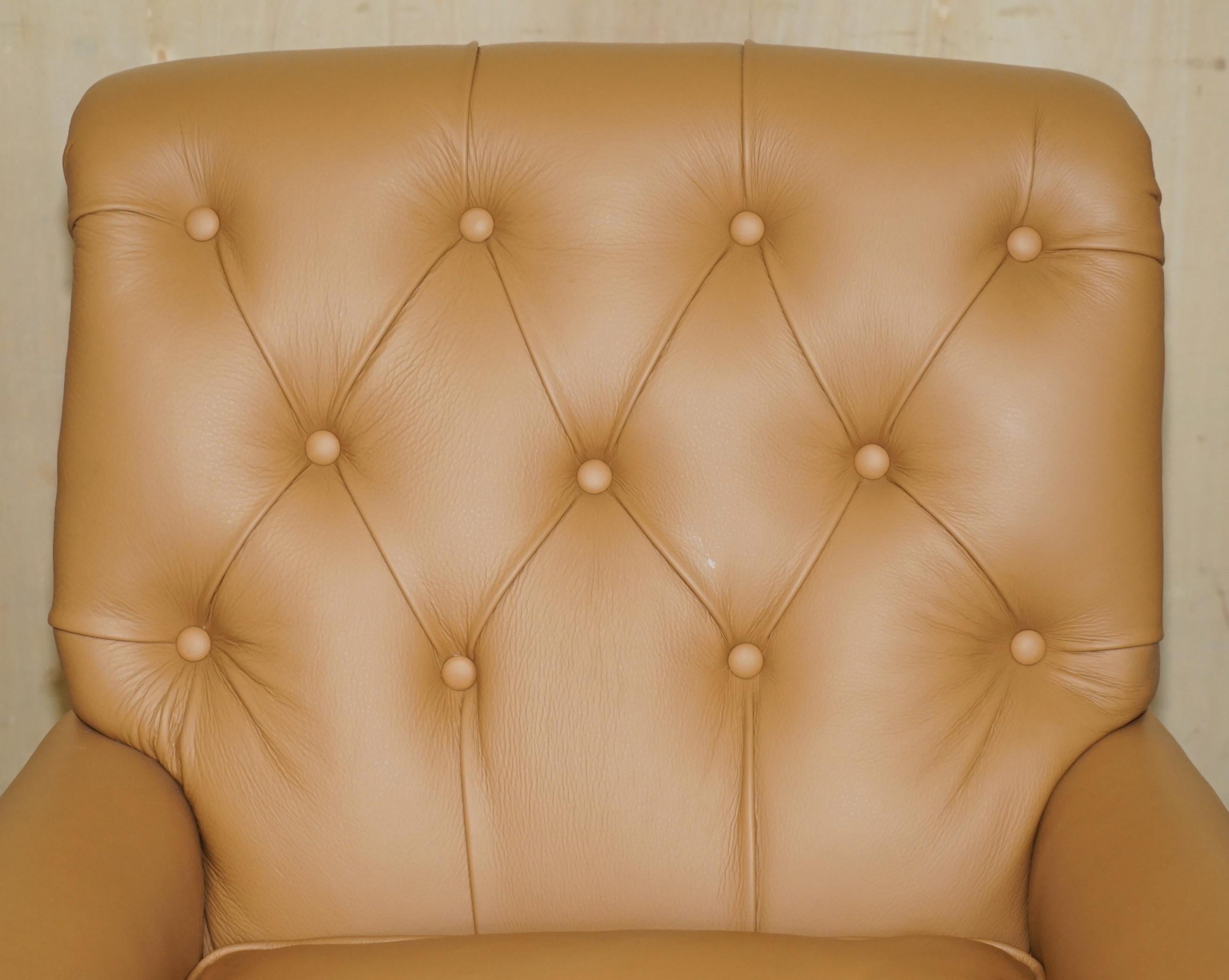 English SUPER RARE HOWARD & SON'S FULLY RESTORED CHESTERFiELD BROWN LEATHER ARMCHAIR For Sale