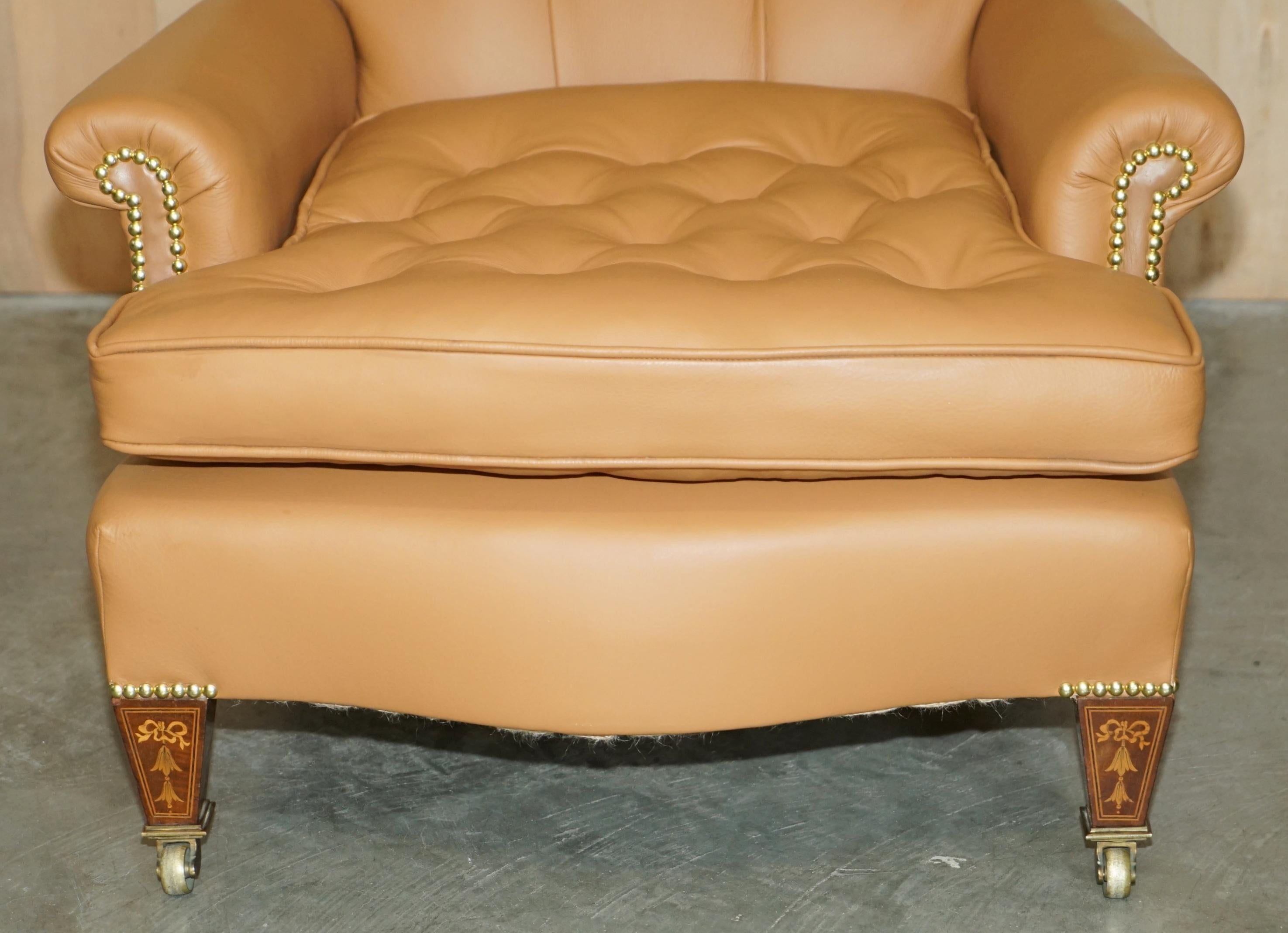 SUPER RARE HOWARD & SON'S FULLY RESTORED CHESTERFiELD BROWN LEATHER ARMCHAIR For Sale 1