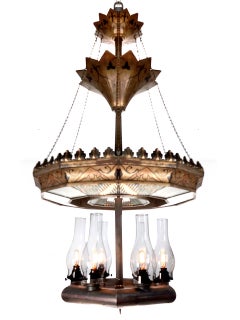 Super Rare I. P. Frink, Six-Light Chandelier – Original Paint and Mirrors