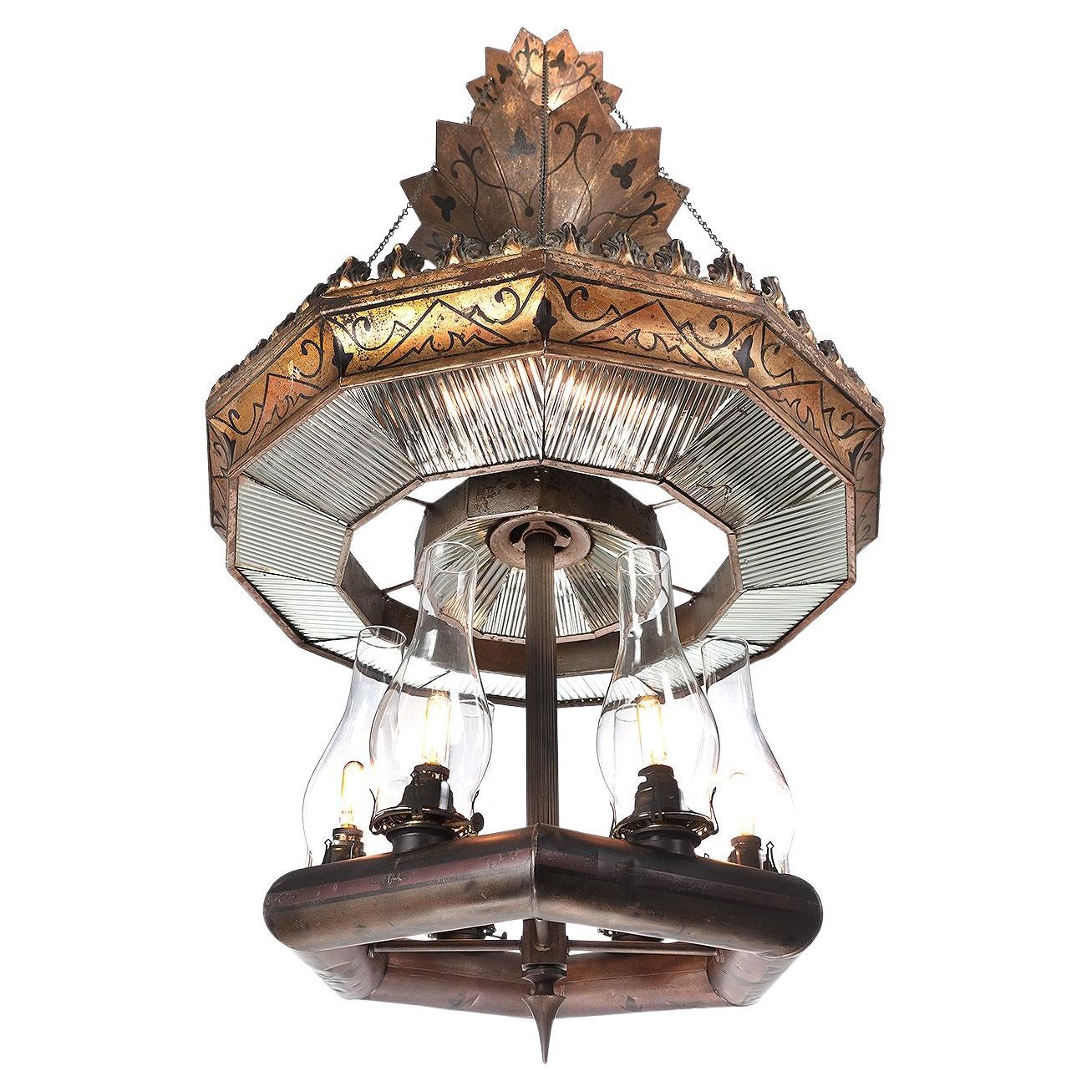 Super Rare I. P. Frink, Six-Light Chandelier – Original Paint and Mirrors