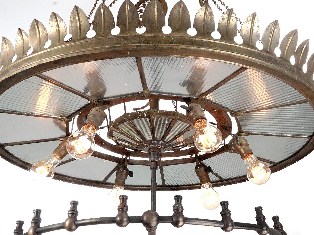 Victorian Super Rare I. P. Frink, Six-Light Mirror Reflector Chandelier For Sale