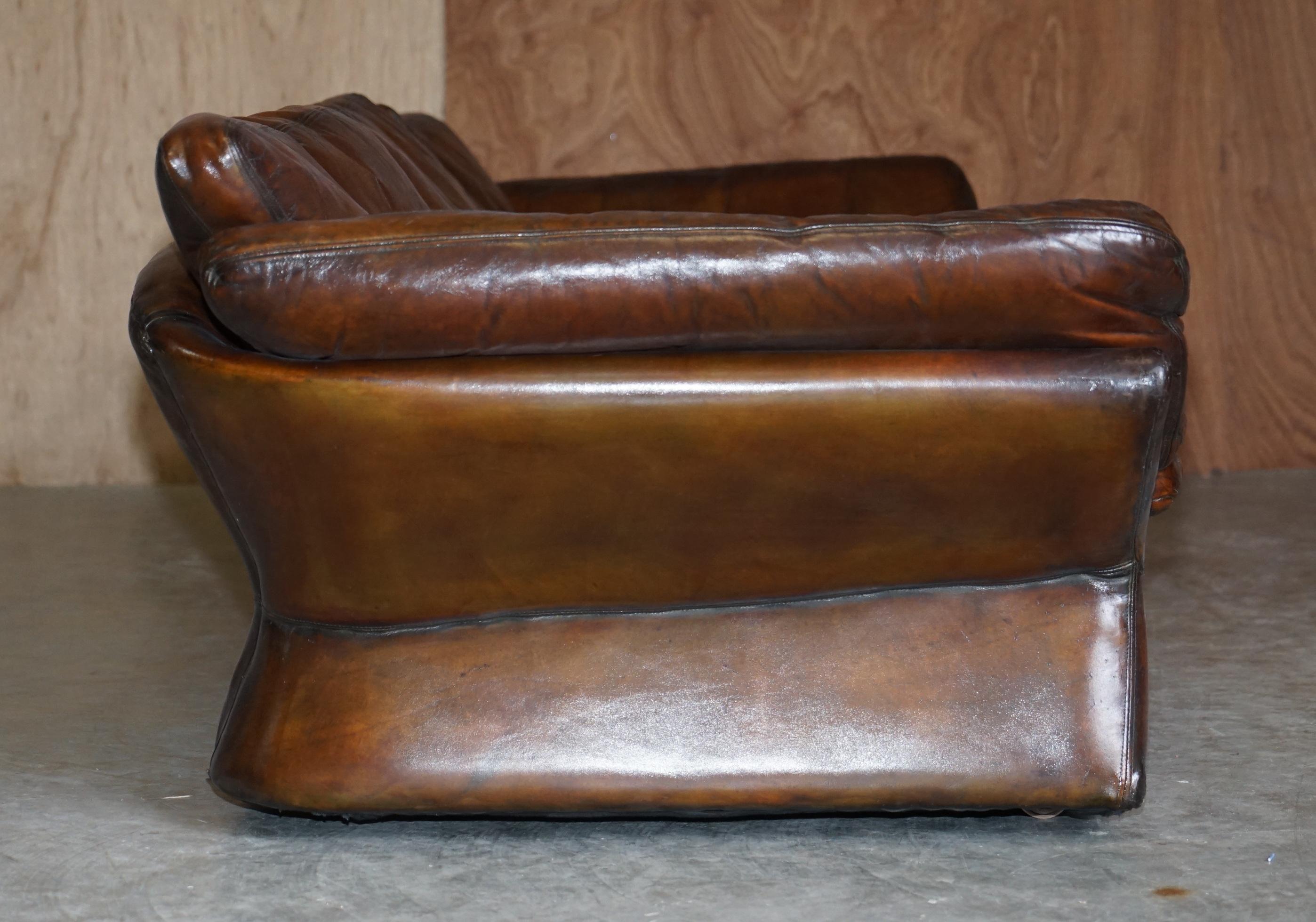 Super Rare Low Mid-Century Modern Designer Fully Restored Brown Leather Sofa For Sale 6