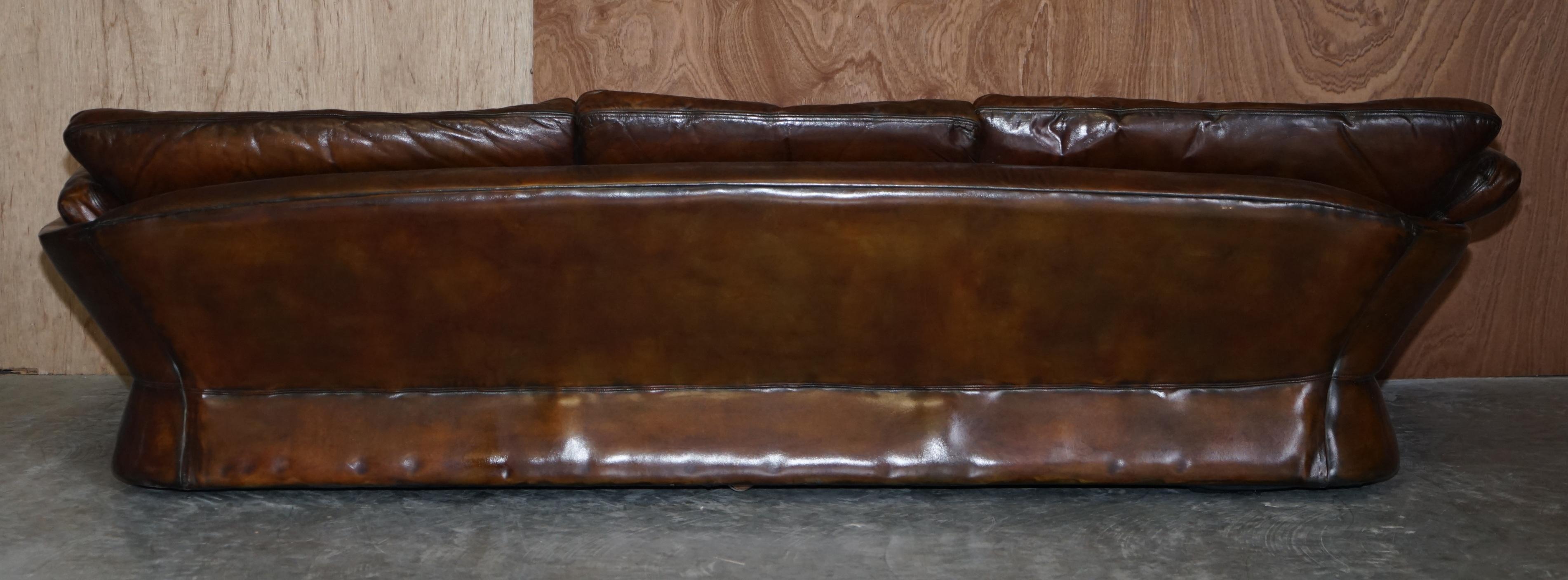 Super Rare Low Mid-Century Modern Designer Fully Restored Brown Leather Sofa For Sale 7