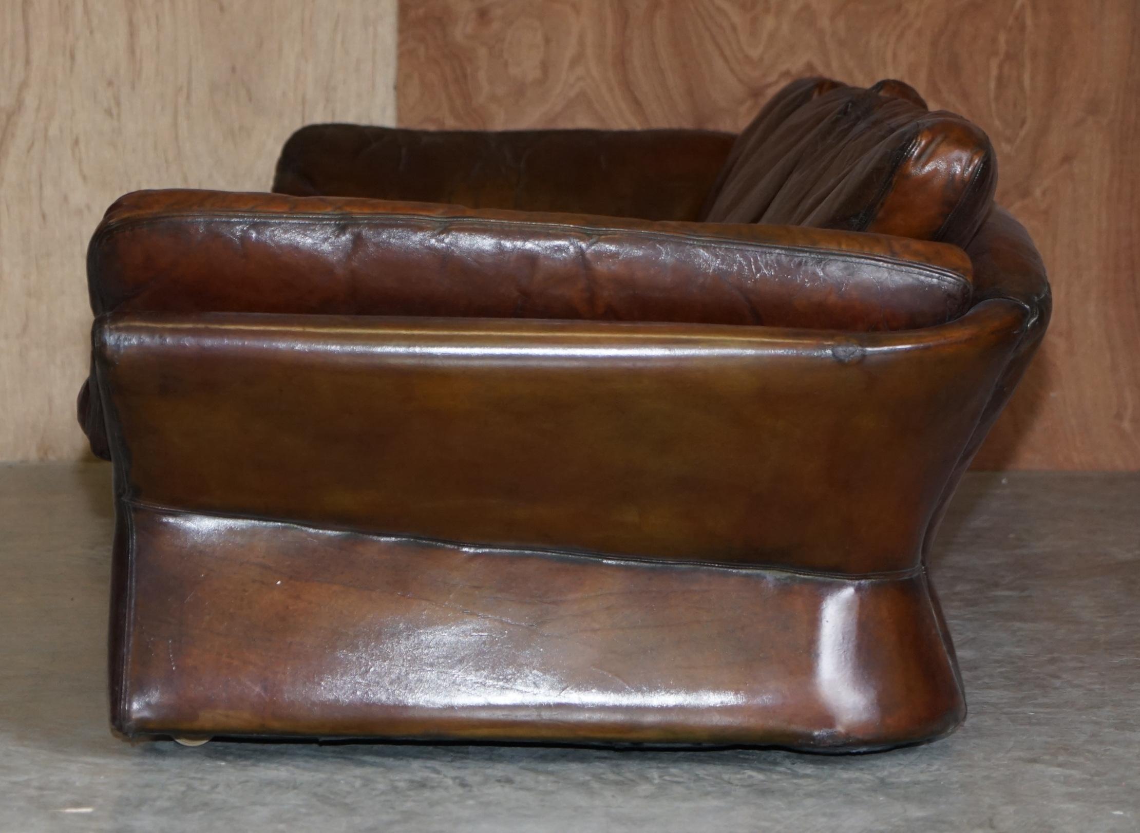 Super Rare Low Mid-Century Modern Designer Fully Restored Brown Leather Sofa For Sale 8