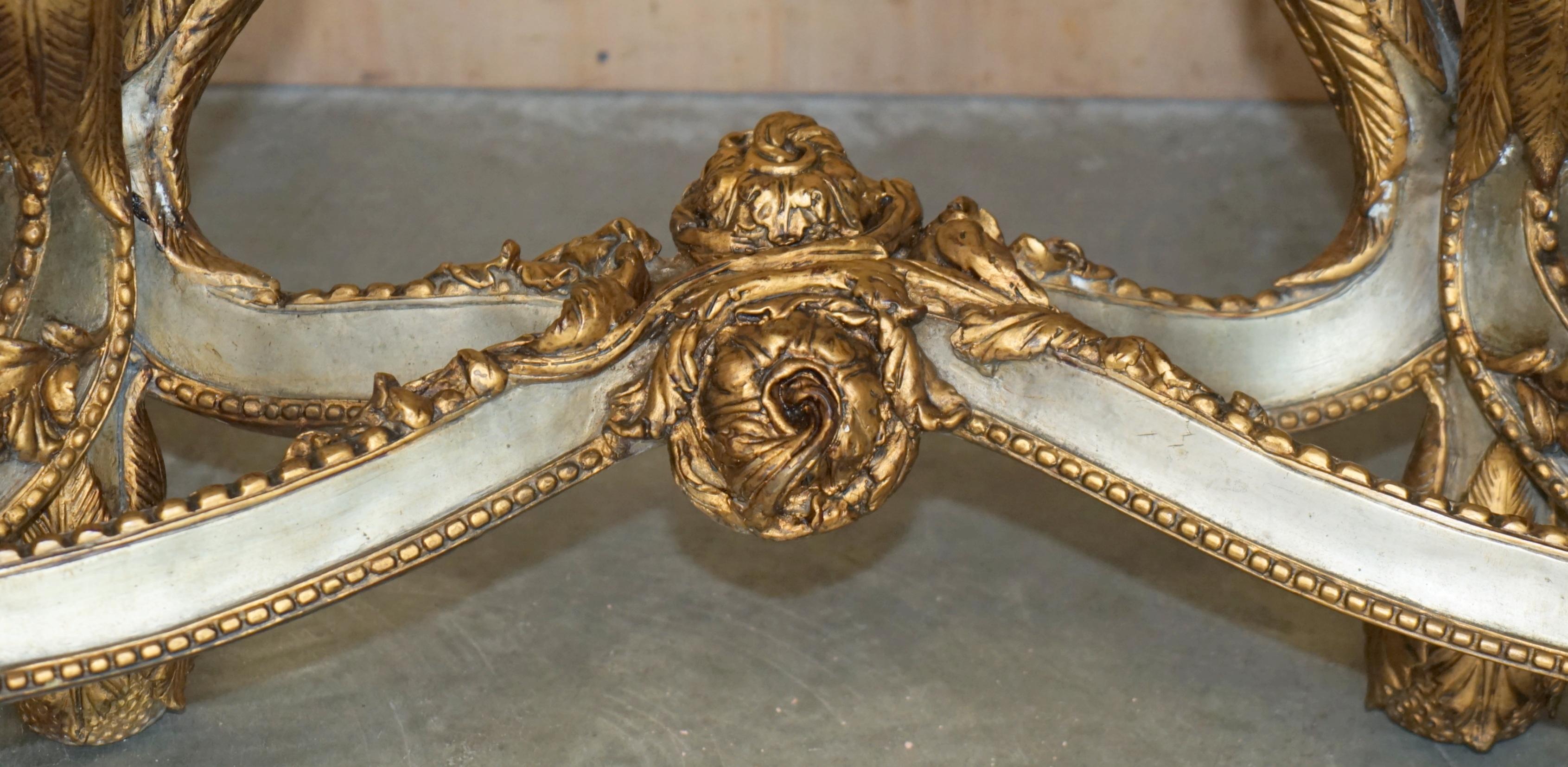 SUPER RARE METAL ANTiQUE BAROQUE RAMS & MAIDEN HEAD MARBLE TOPPED CONSOLE TABLE For Sale 7