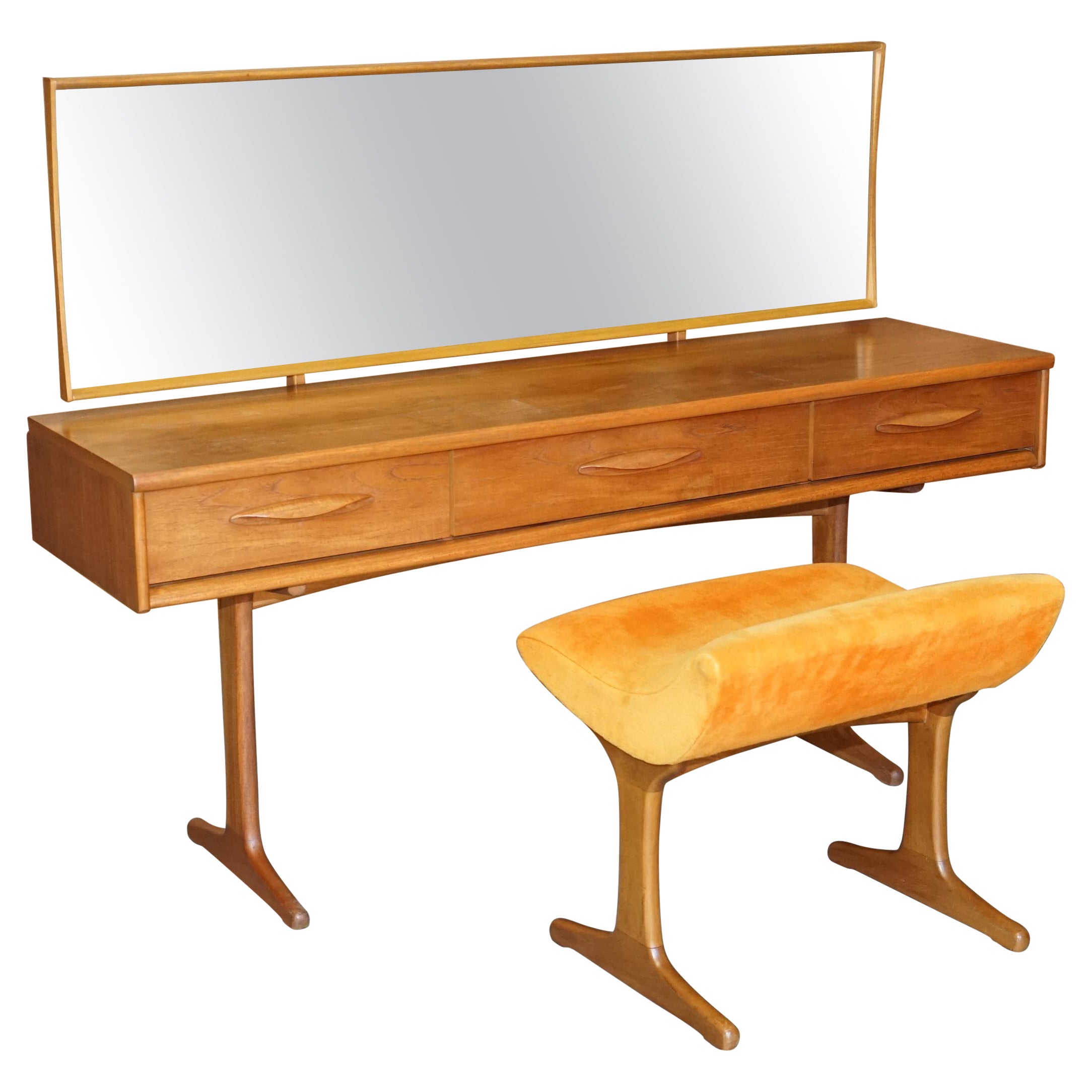 Super Rare Mid-Century Modern Teak Austinsuite Dressing Table & Original Stool