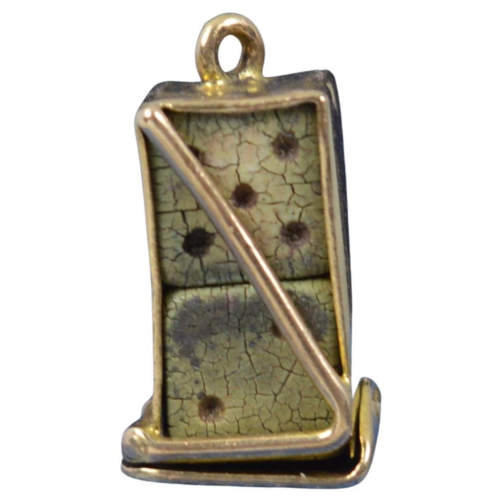 Super Rare Miniature Dice Holder and 9ct Gold Box Pendant Charm For Sale