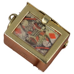 Seltener Miniatur-Spielkarten- und 9 Karat Goldschachtel-Anhänger
