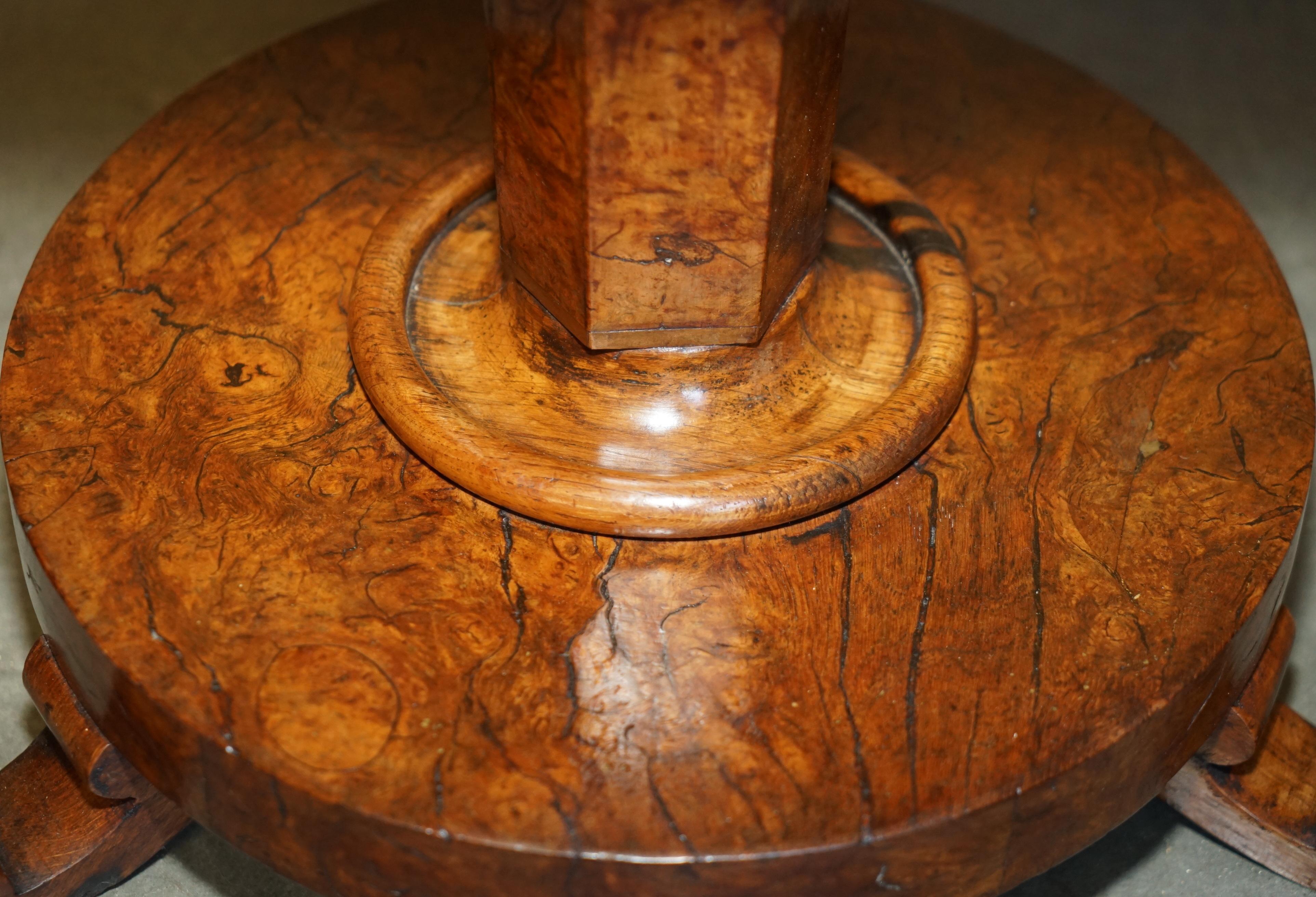 SUPER RARO ORIGINALE ViCTORIANO POLLARD OAK LAMPADA LATERALE TAVOLO DA VINO PATINA!!!!!!! in vendita 5