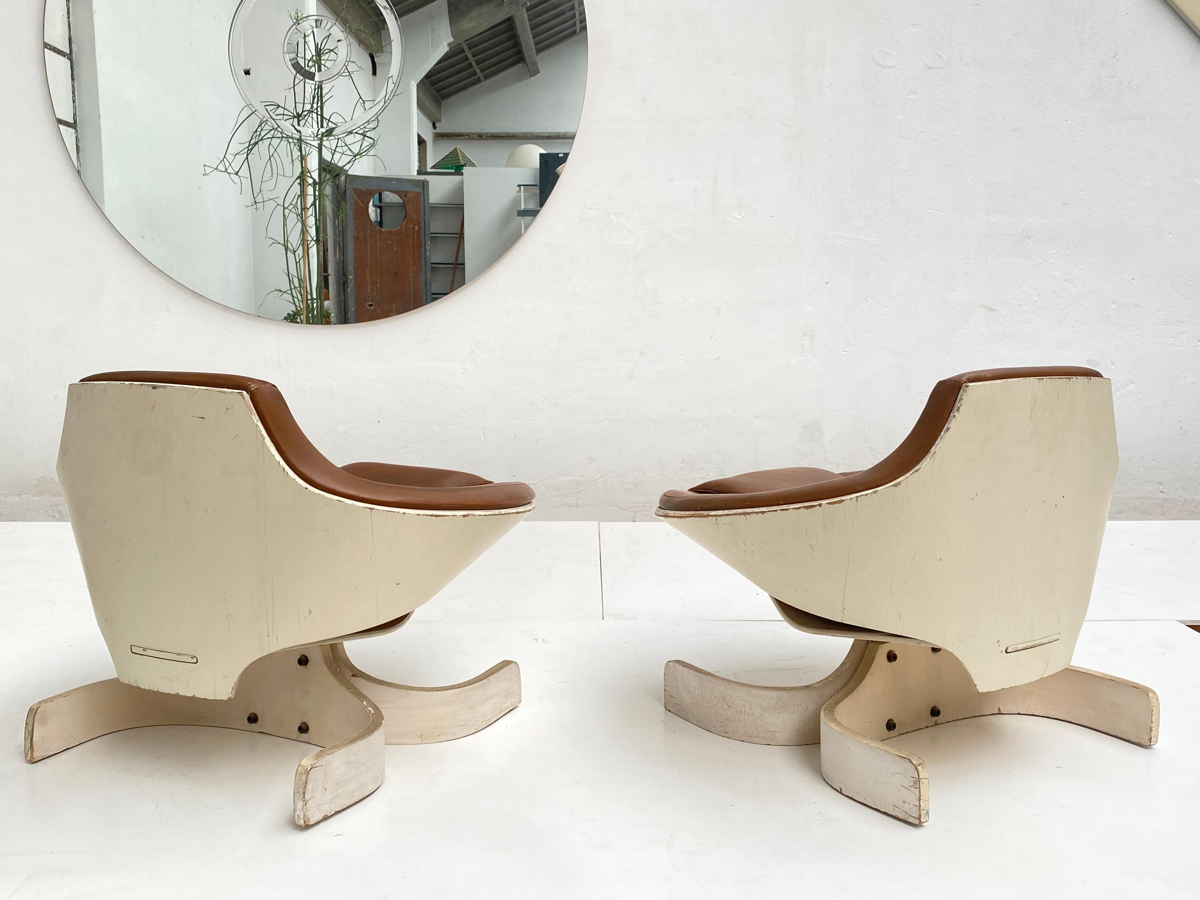 Super Rare Pair of Joe Colombo 'Sella 1001' Lounge Chairs by Comfort 1963 Italy For Sale 12
