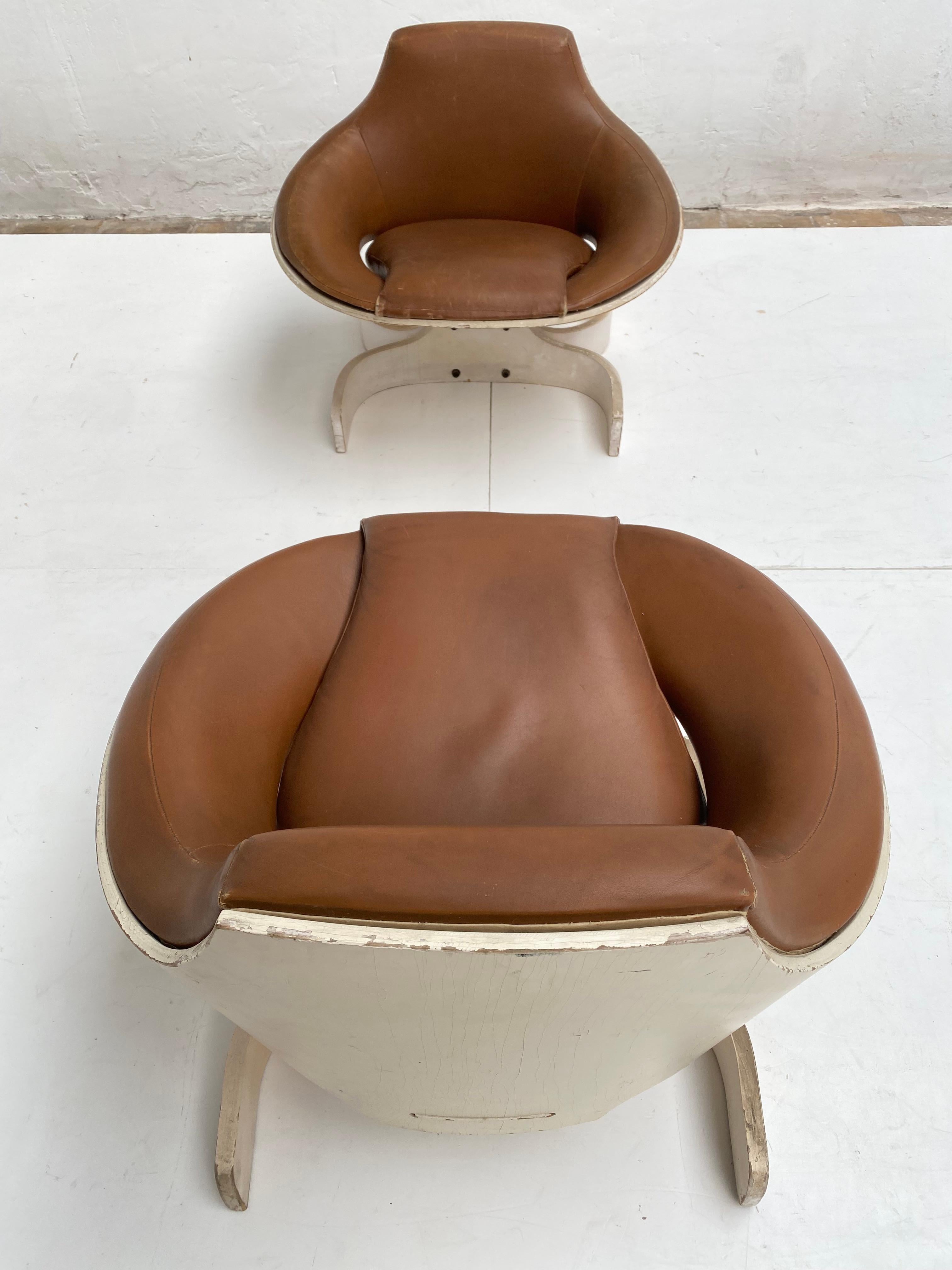 Super Rare Pair of Joe Colombo 'Sella 1001' Lounge Chairs by Comfort 1963 Italy For Sale 13