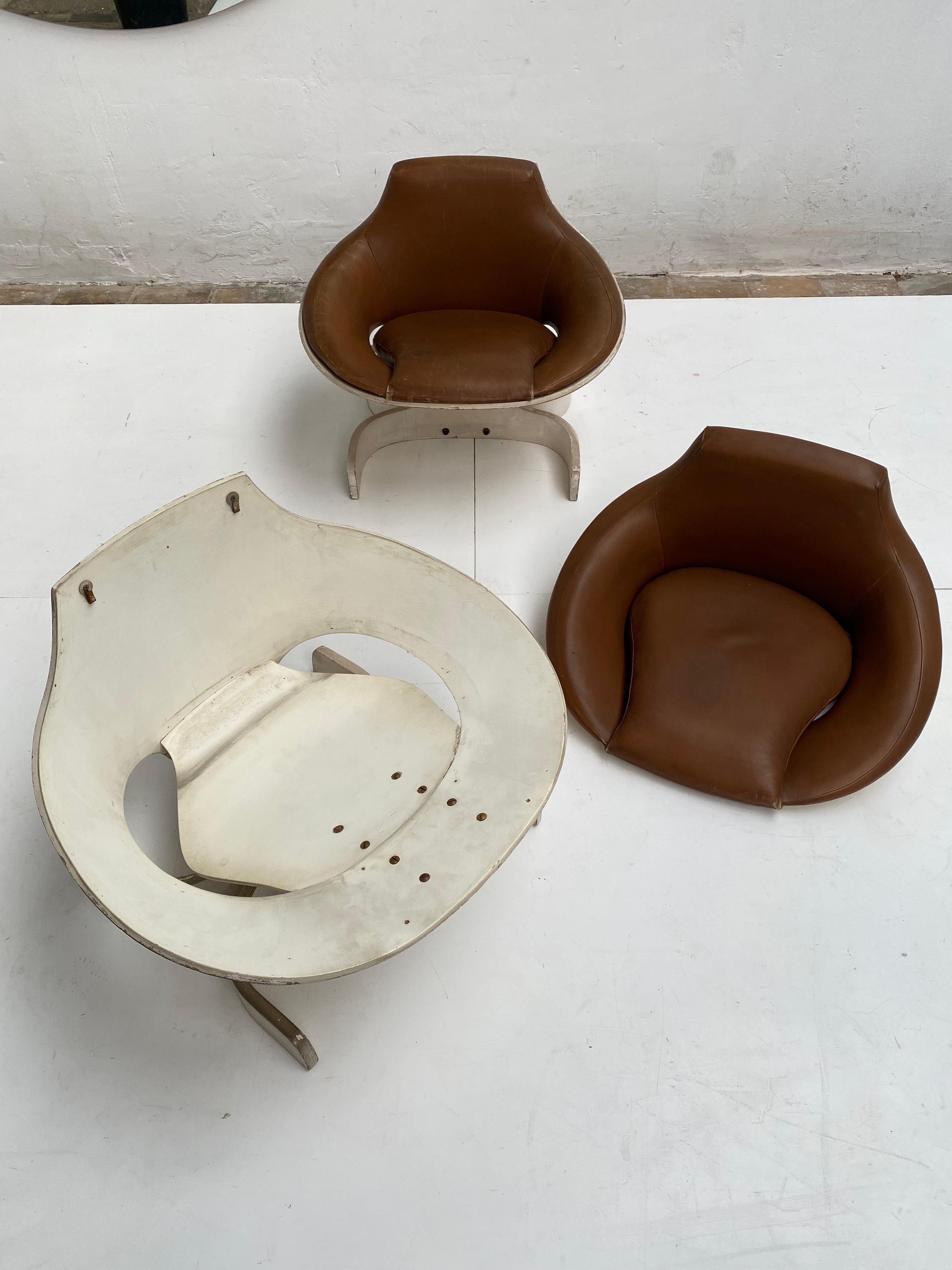 Mid-20th Century Super Rare Pair of Joe Colombo 'Sella 1001' Lounge Chairs by Comfort 1963 Italy For Sale