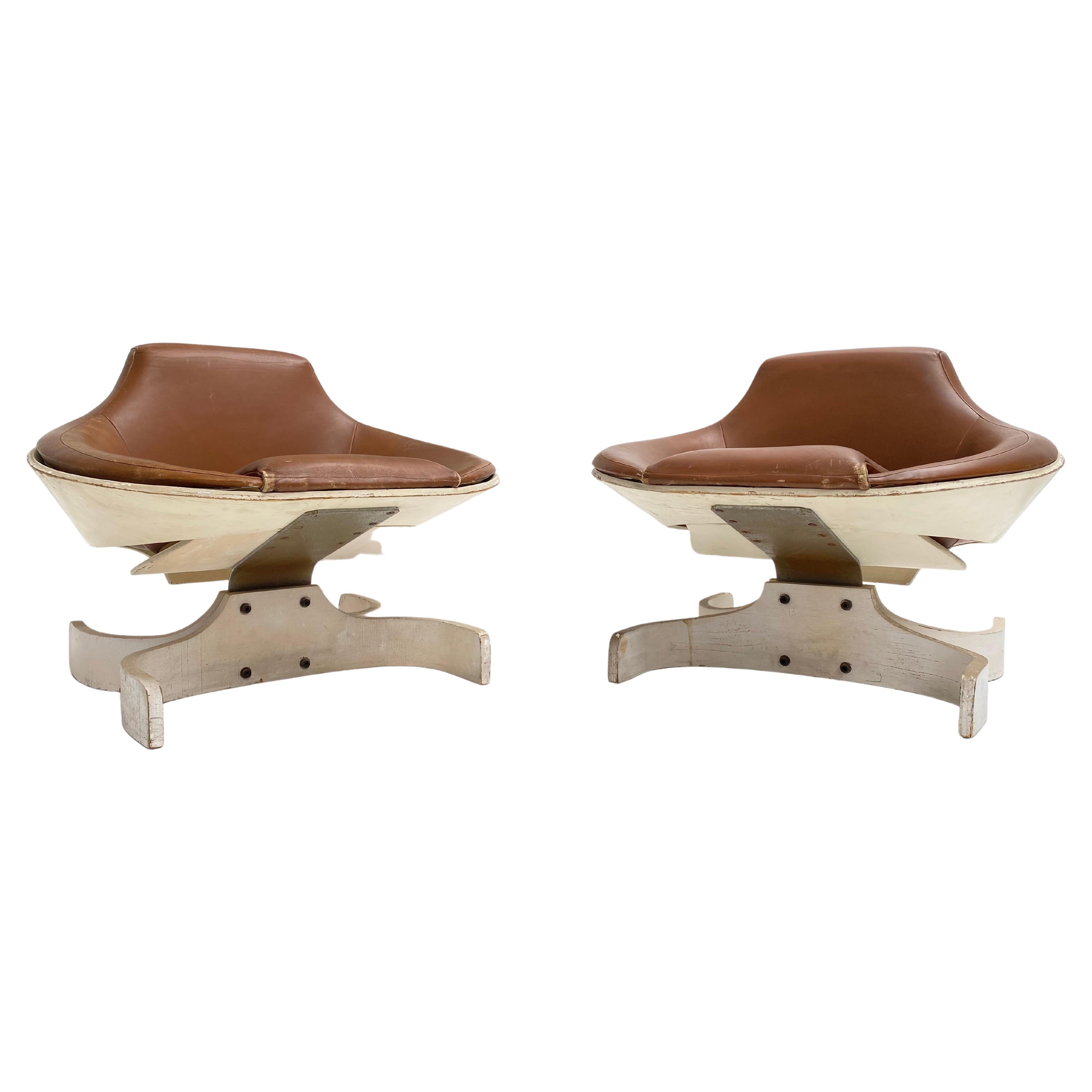 Super Rare Pair of Joe Colombo 'Sella 1001' Lounge Chairs by Comfort 1963 Italy For Sale