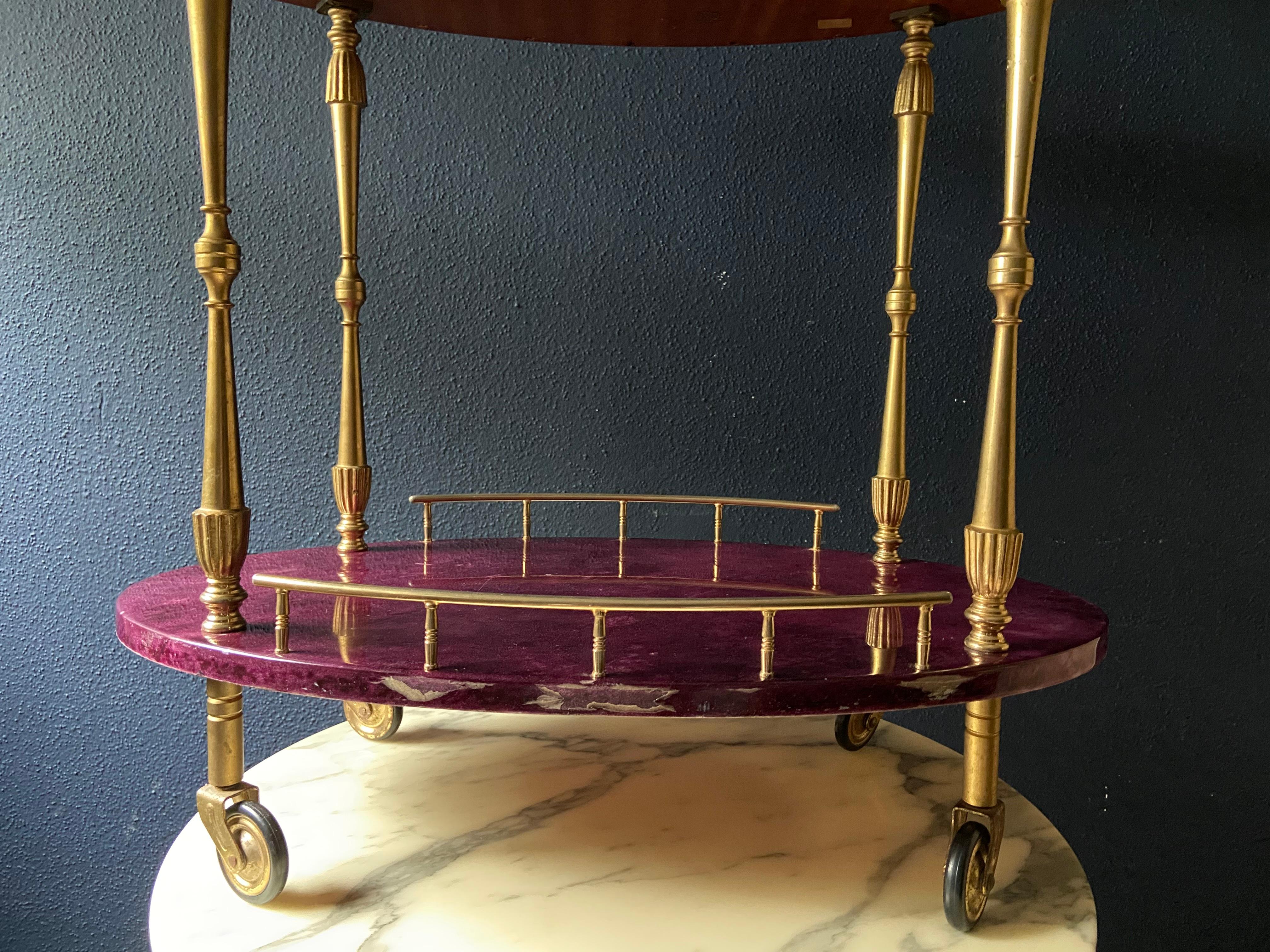 Super Rare Petit Aldo Tura Bar Cart in Purple, Italy 1960s For Sale 5