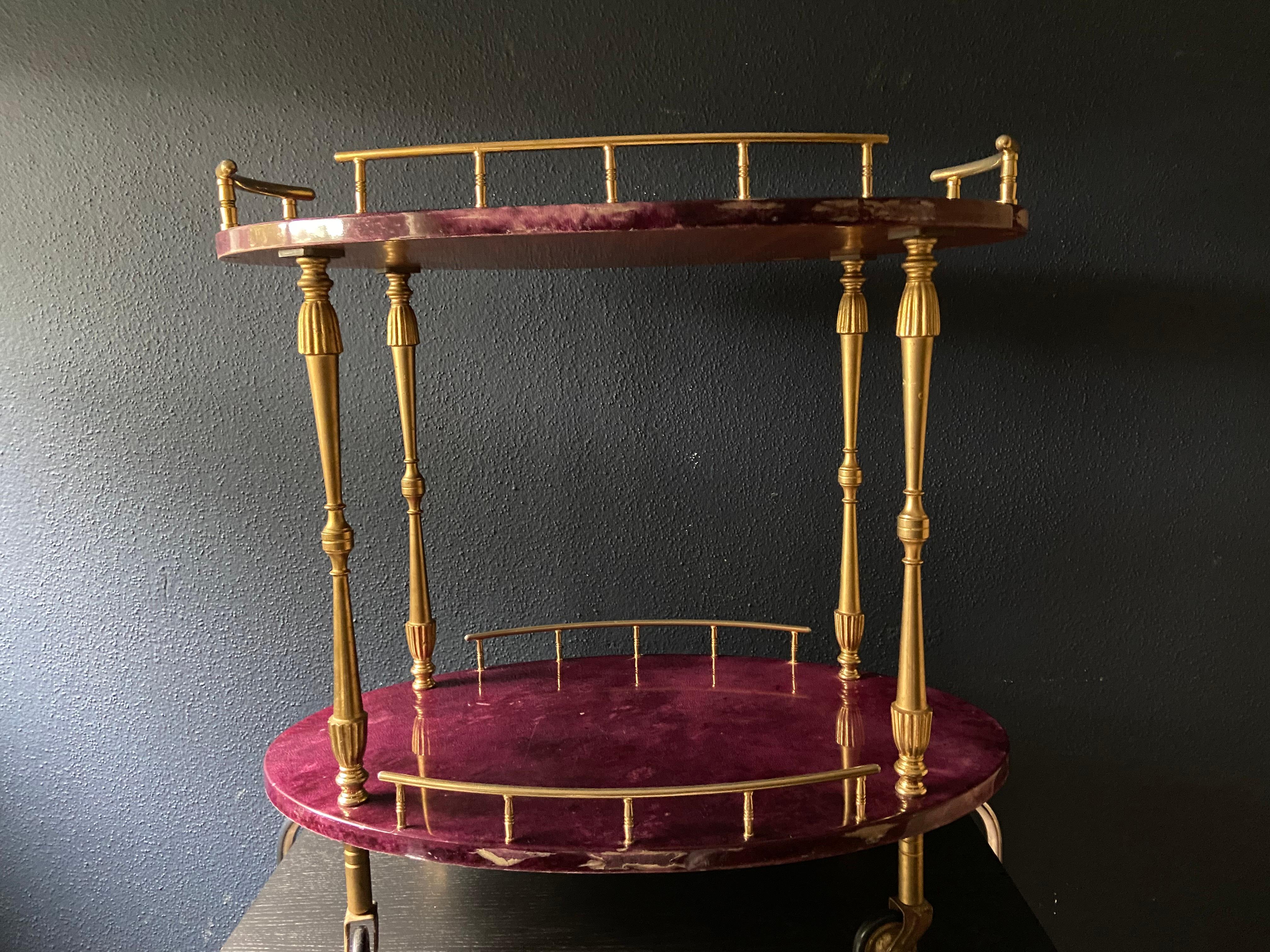 Super Rare Petit Aldo Tura Bar Cart in Purple, Italy 1960s For Sale 6