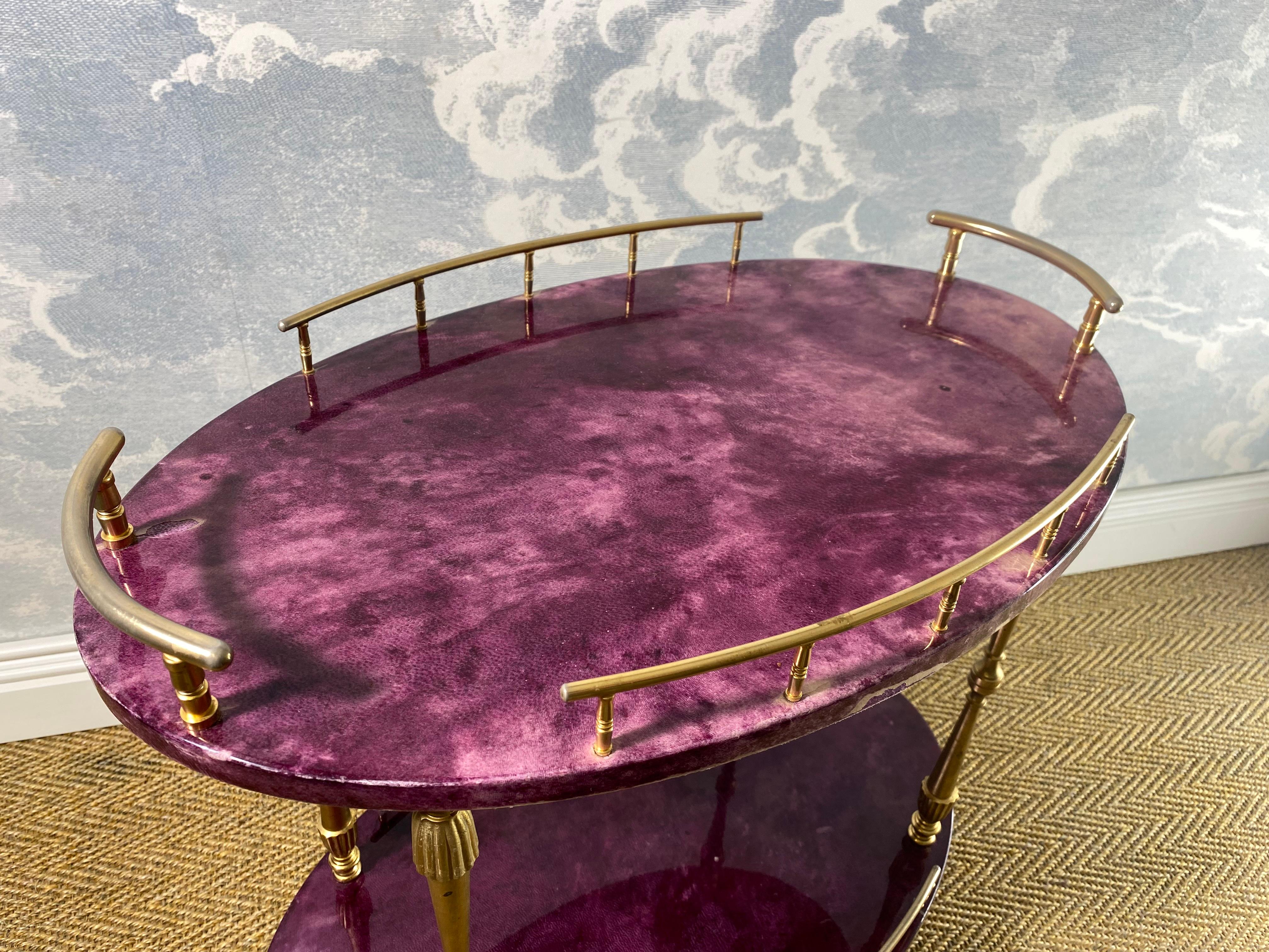 Super Rare Petit Aldo Tura Bar Cart in Purple, Italy 1960s For Sale 7