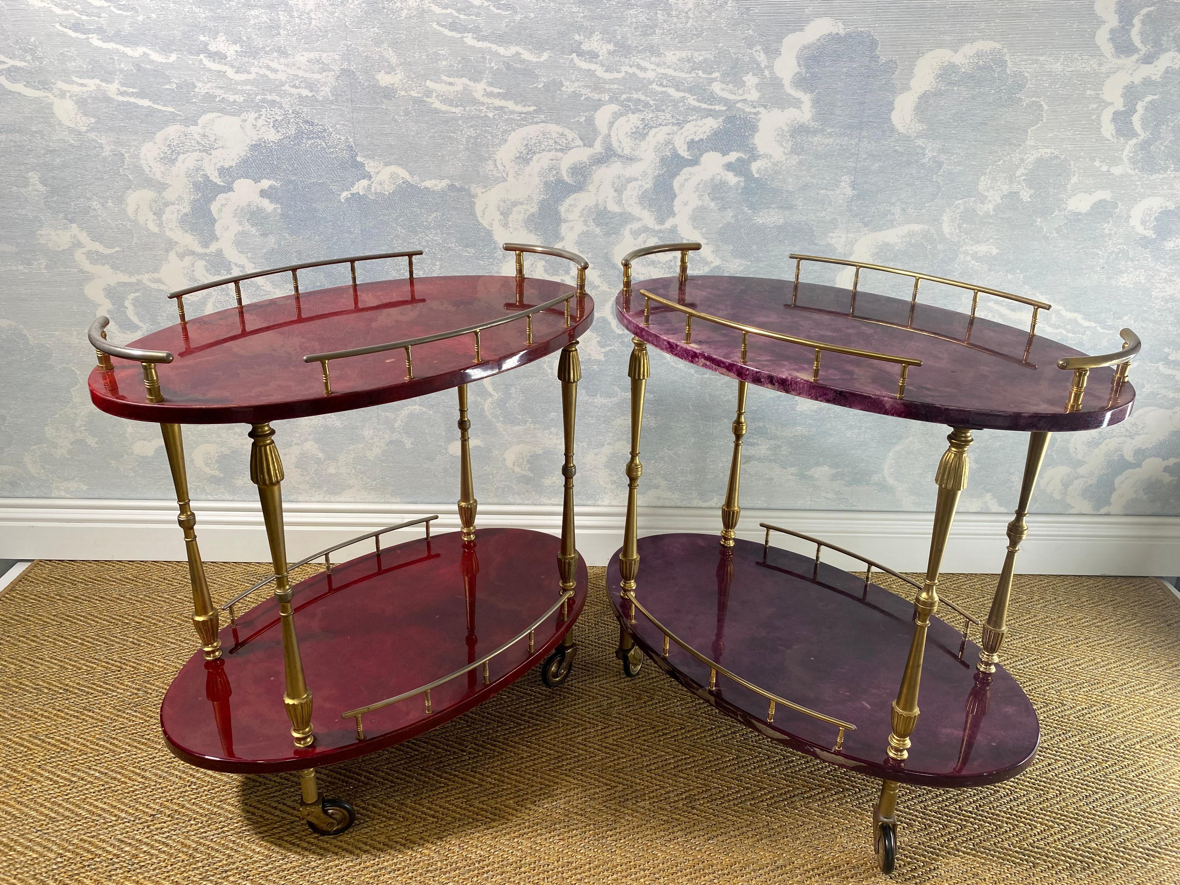 Super Rare Petit Aldo Tura Bar Cart in Purple, Italy 1960s For Sale 8