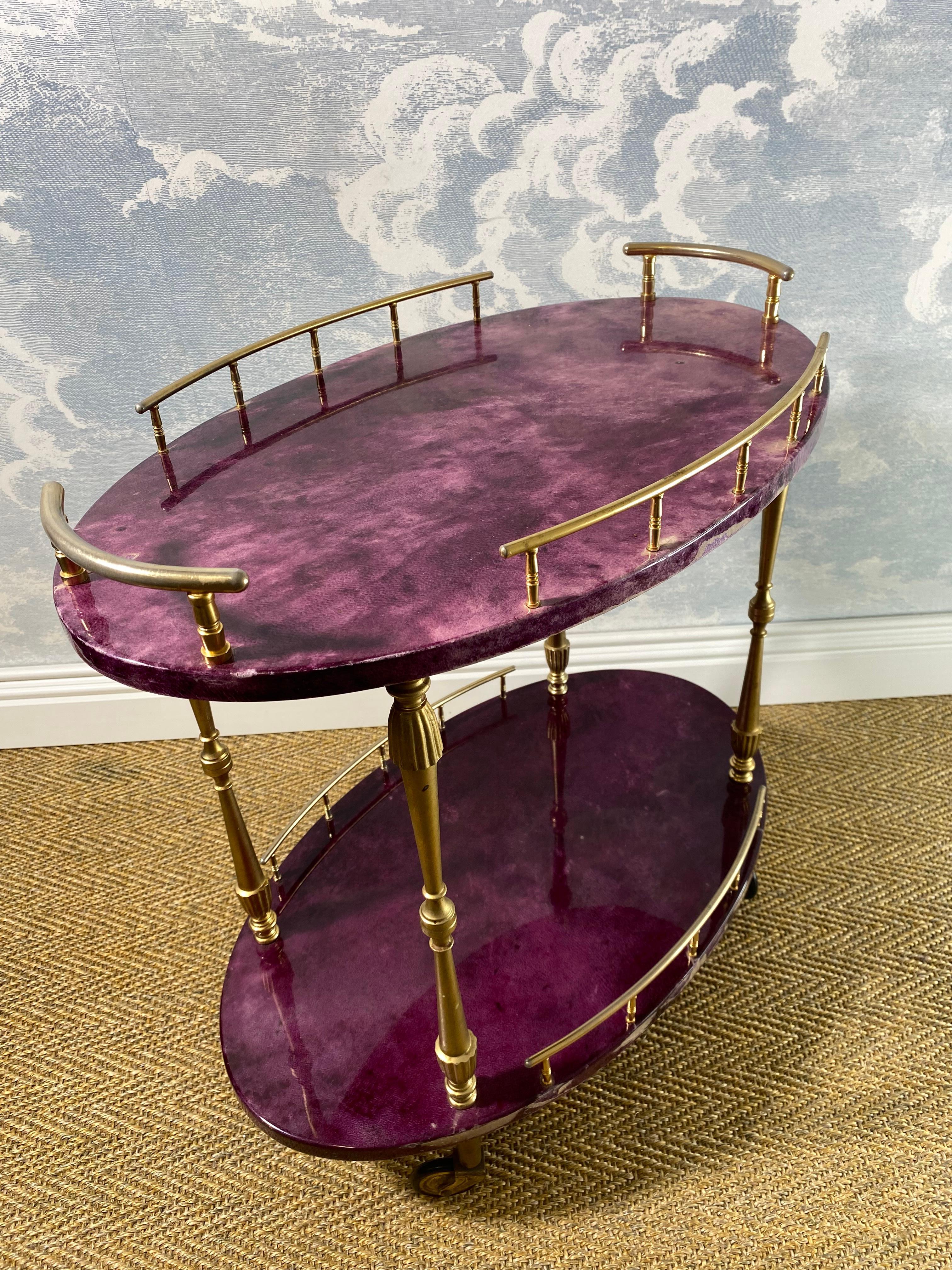 Super Rare Petit Aldo Tura Bar Cart in Purple, Italy 1960s For Sale 9