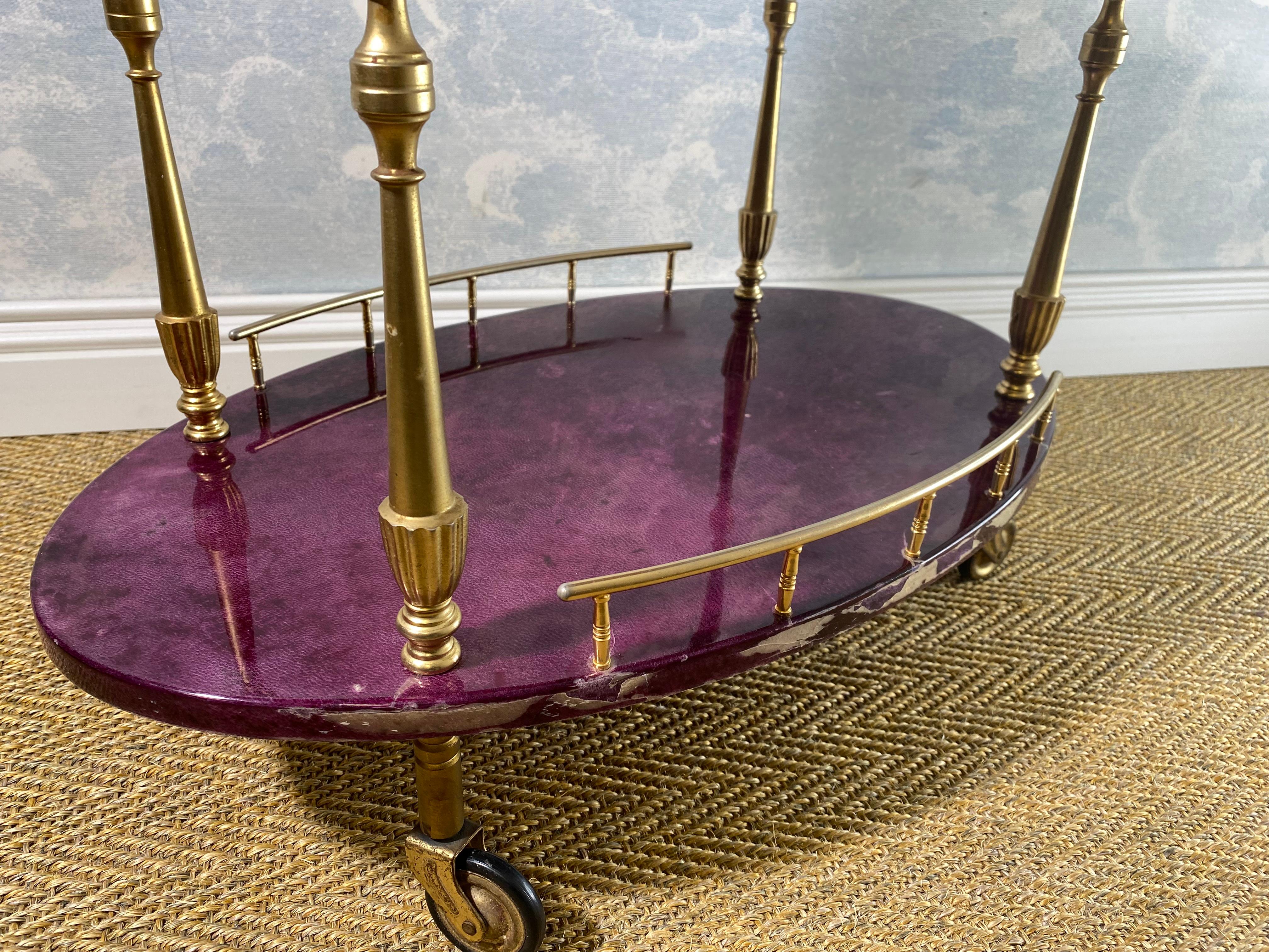 Super Rare Petit Aldo Tura Bar Cart in Purple, Italy 1960s For Sale 10
