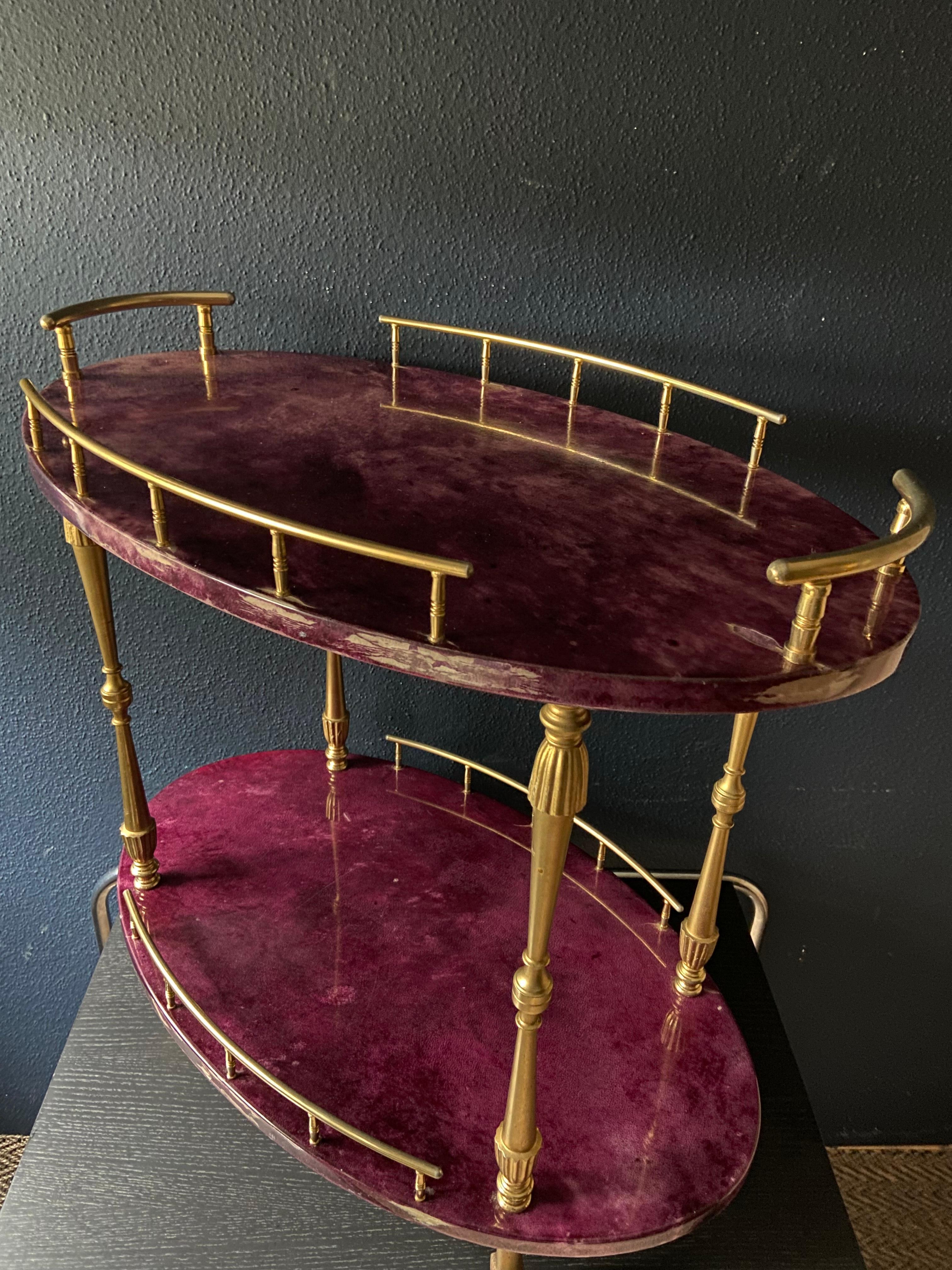 Super Rare Petit Aldo Tura Bar Cart in Purple, Italy 1960s In Good Condition For Sale In Cork, IE