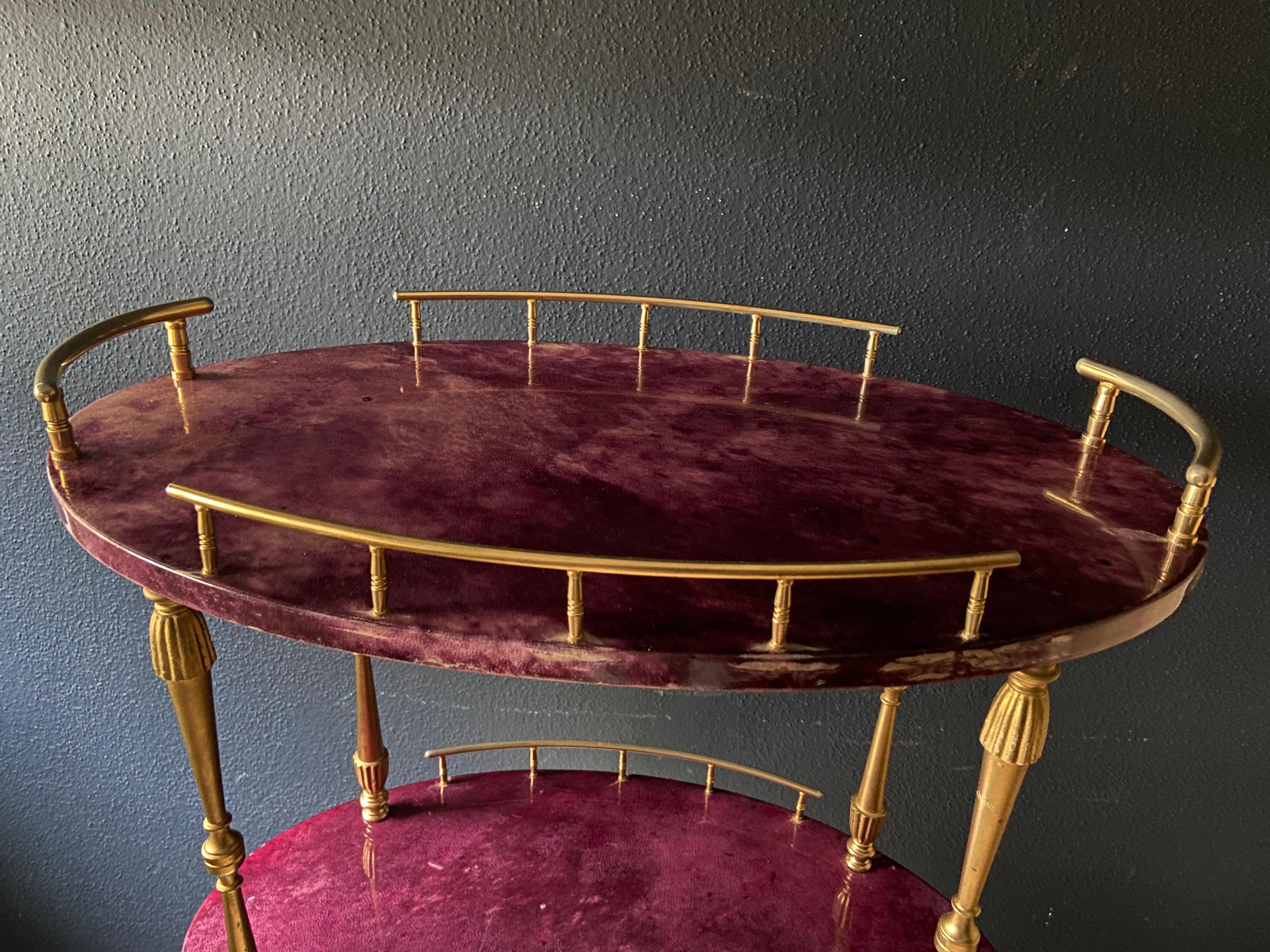 Super Rare Petit Aldo Tura Bar Cart in Purple, Italy 1960s For Sale 1