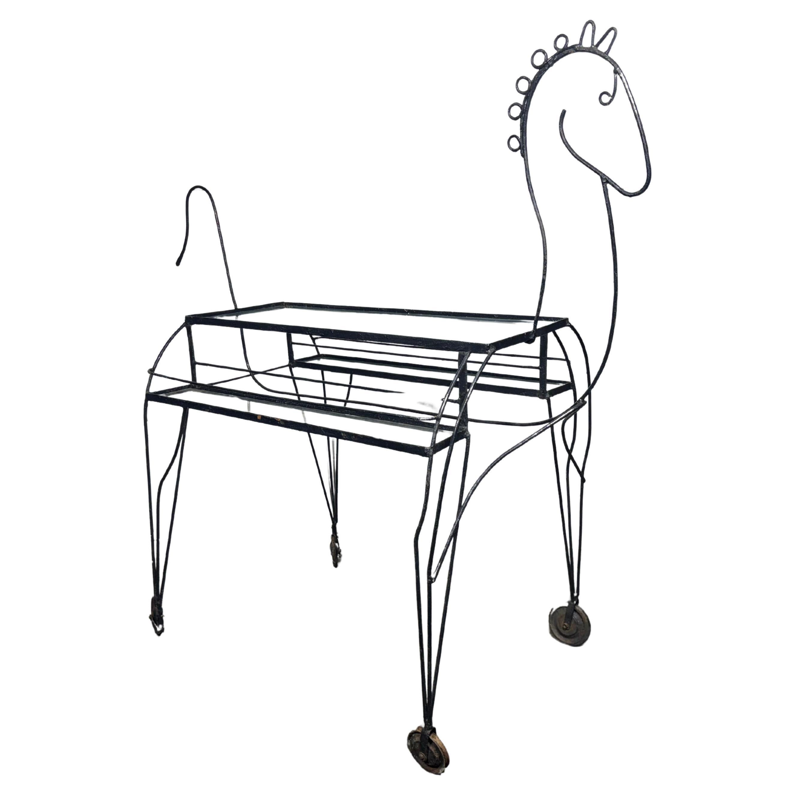 Super rare, vitrine de magasin, BAR / TEA CART "HORSE" SUR-dimensionné. Weinberg / Risley en vente