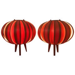 Super Rare Swedish Hans-Agne Jakobsson Ellysett Pine Veneer Table Lamps, 1950 Super Rare Swedish Hans-Agne Jakobsson Ellysett Pine Veneer Table Lamps, 1950