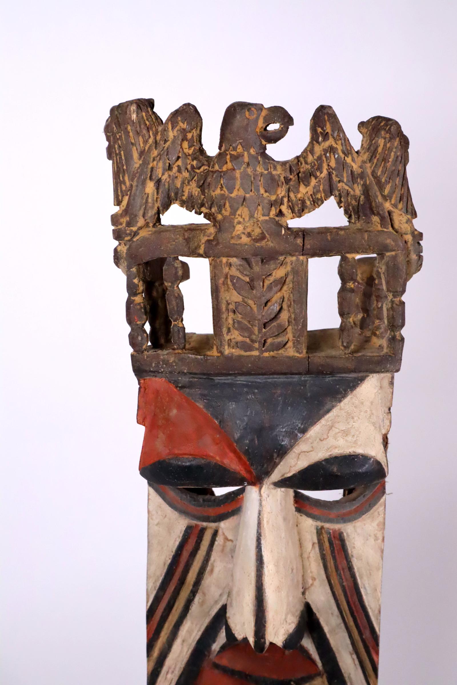 20th Century Super Rare Type Igbo Afikpo Theater Mask with Throne Nigeria African Tribal Art For Sale