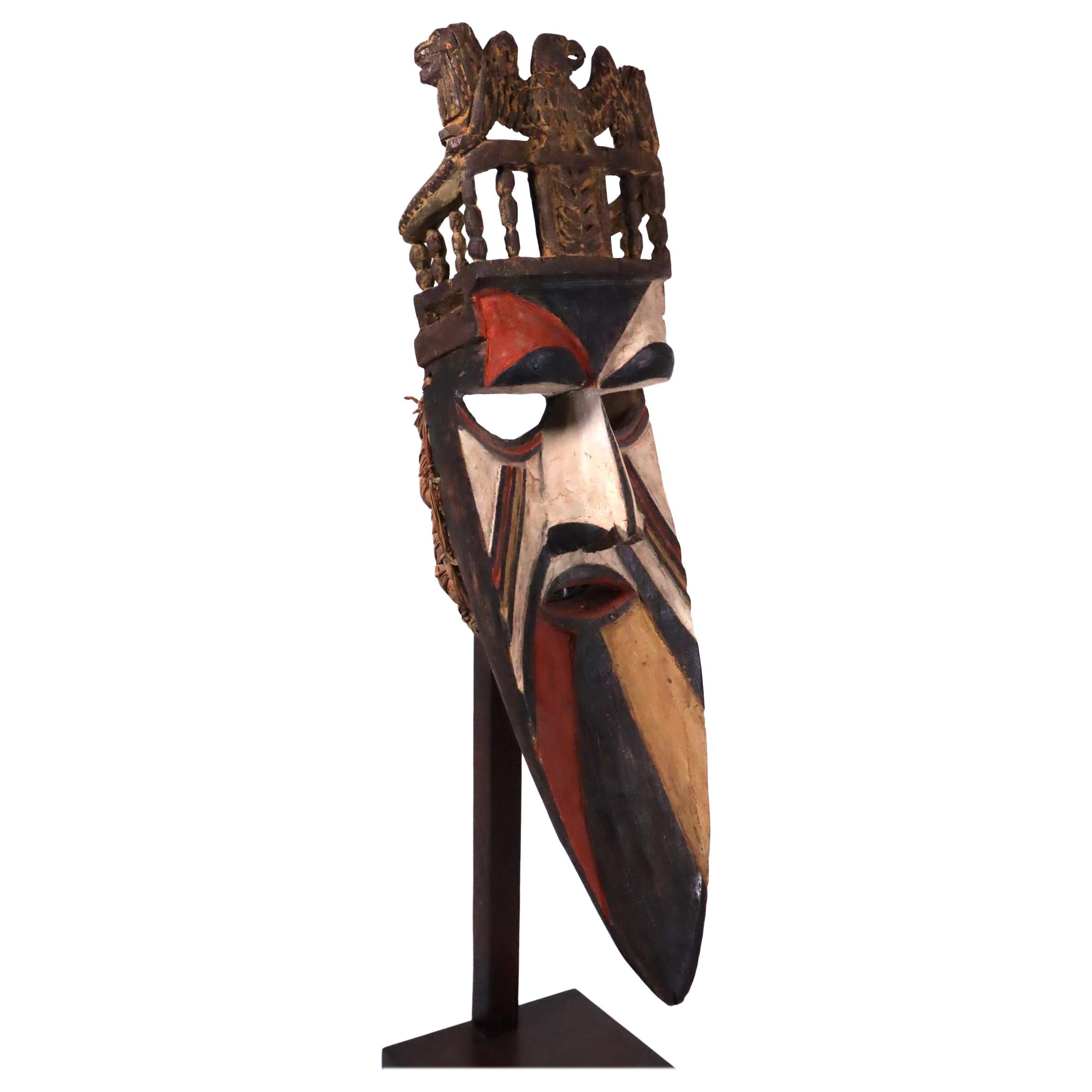 Super Rare Type Igbo Afikpo Theater Mask with Throne Nigeria African Tribal Art For Sale