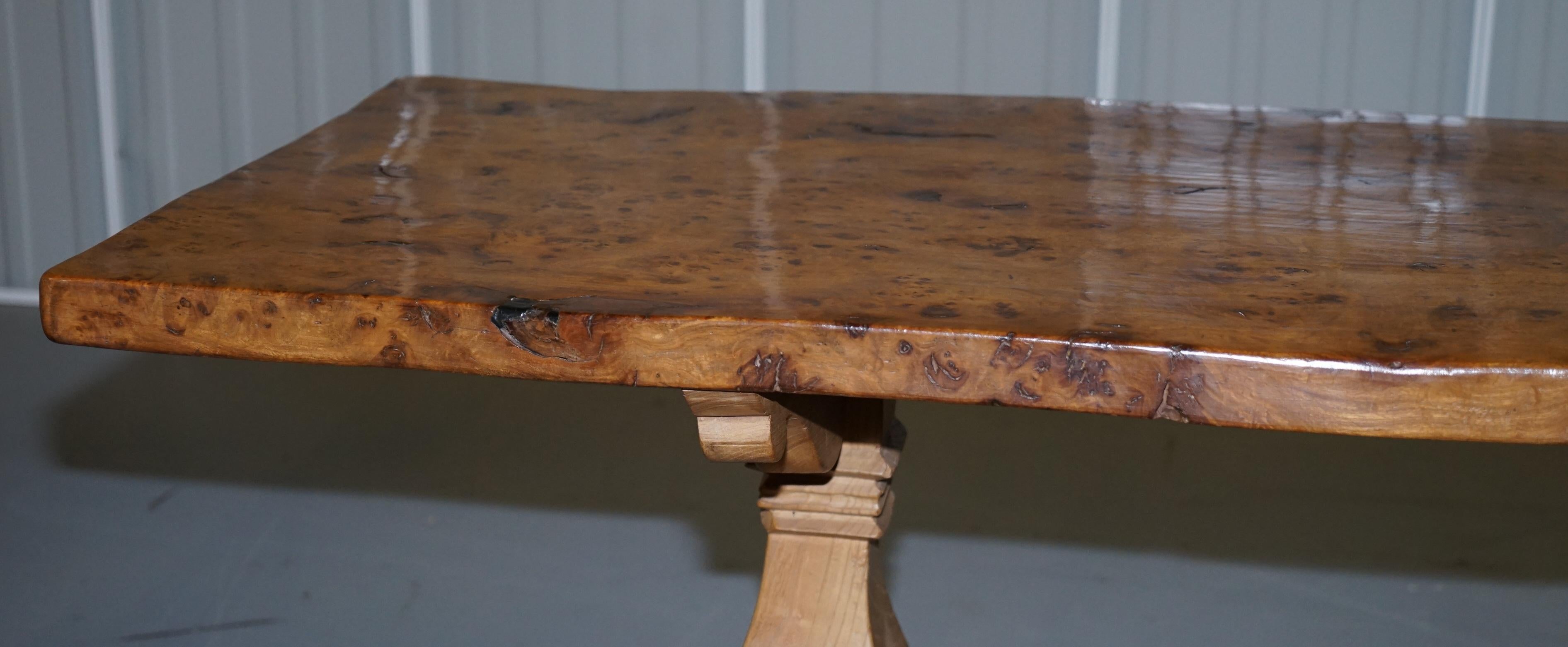 Super Rare Victorian One Plank Top Epic Burr Burl Elm Refectory Dining Table 5