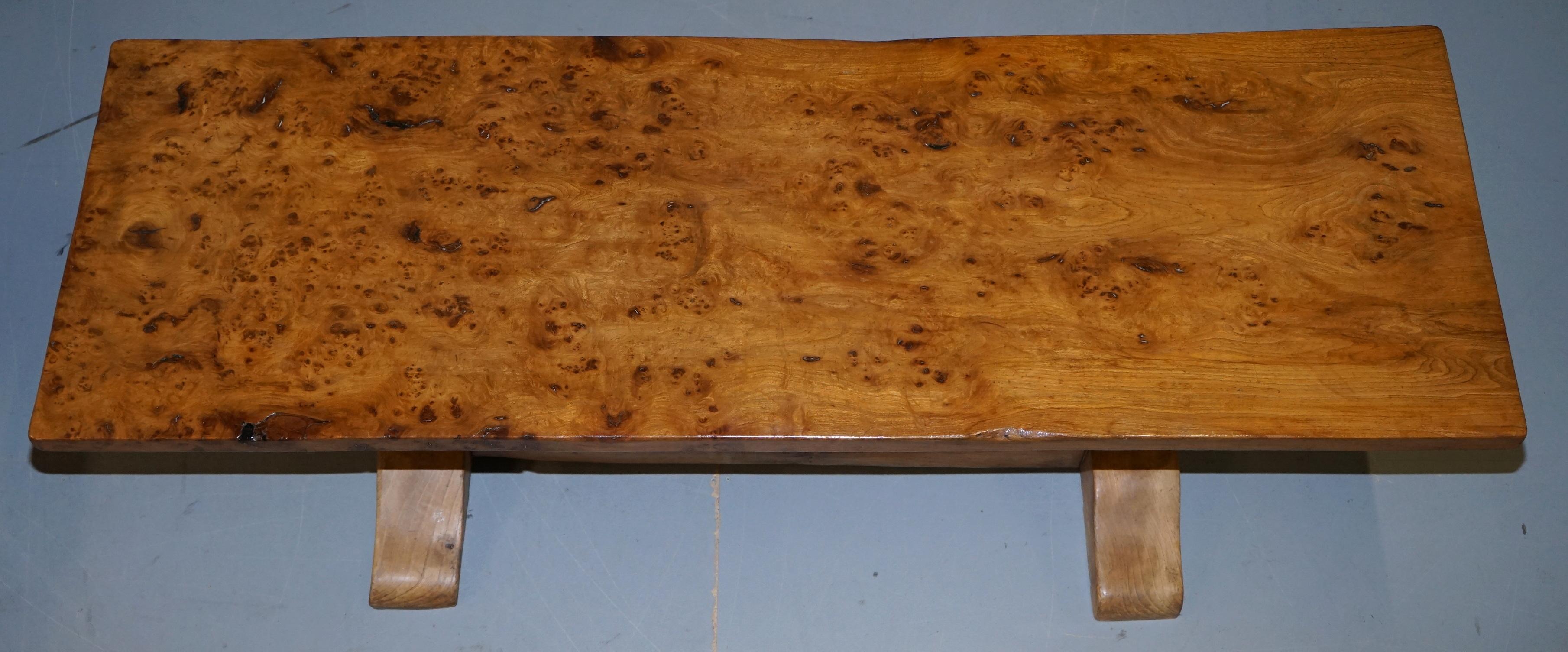 English Super Rare Victorian One Plank Top Epic Burr Burl Elm Refectory Dining Table