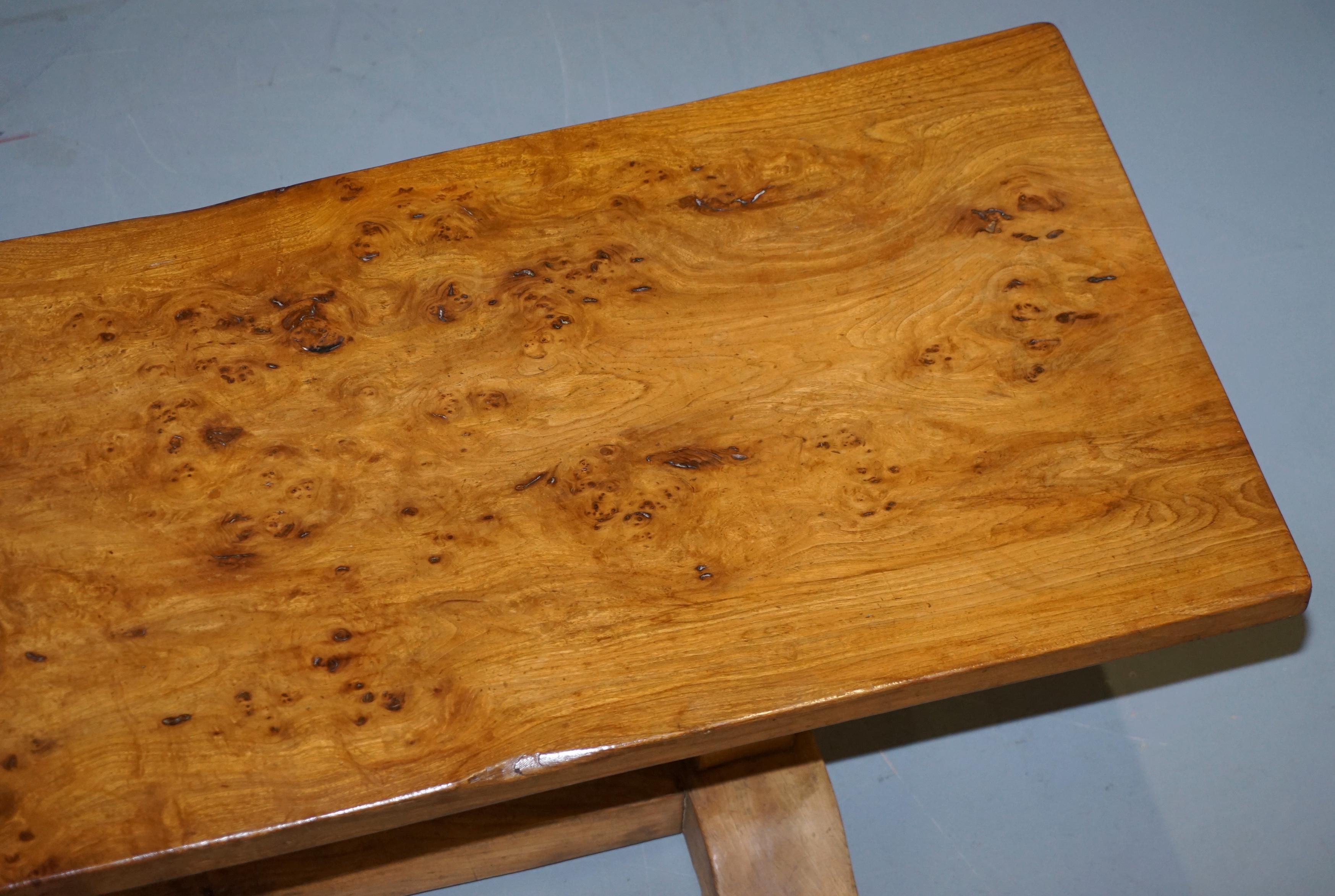 Super Rare Victorian One Plank Top Epic Burr Burl Elm Refectory Dining Table 1