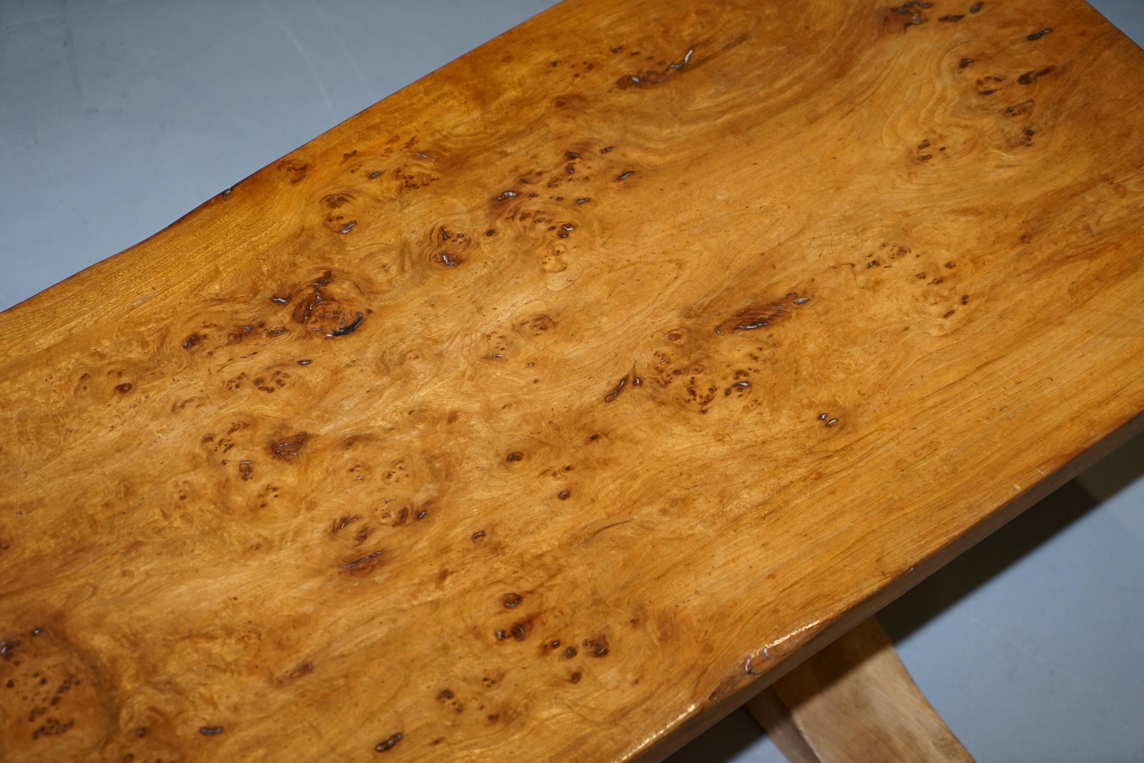 Super Rare Victorian One Plank Top Epic Burr Burl Elm Refectory Dining Table 4