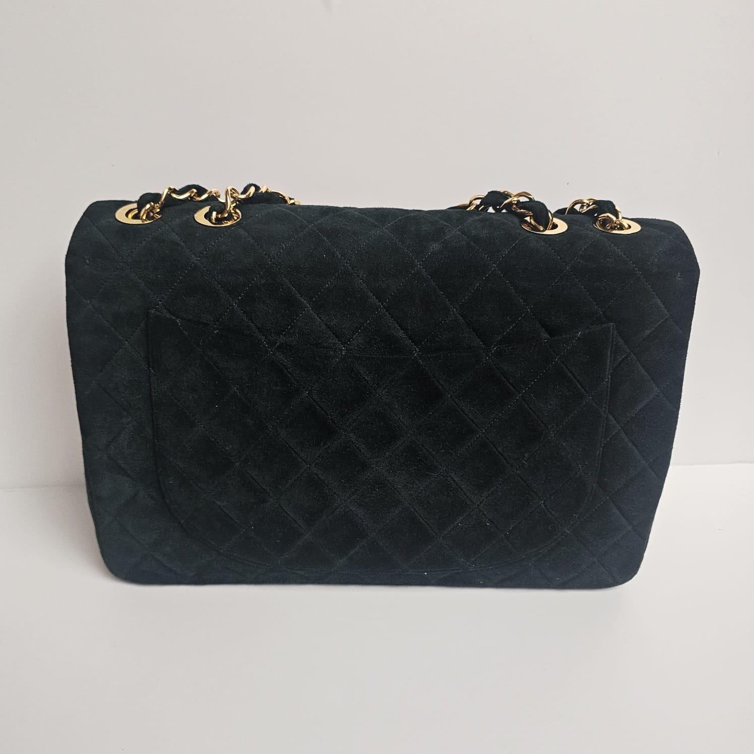 Super rare sac à rabat vintage Chanel en daim matelassé émeraude Maxi CC des années 90 Unisexe en vente