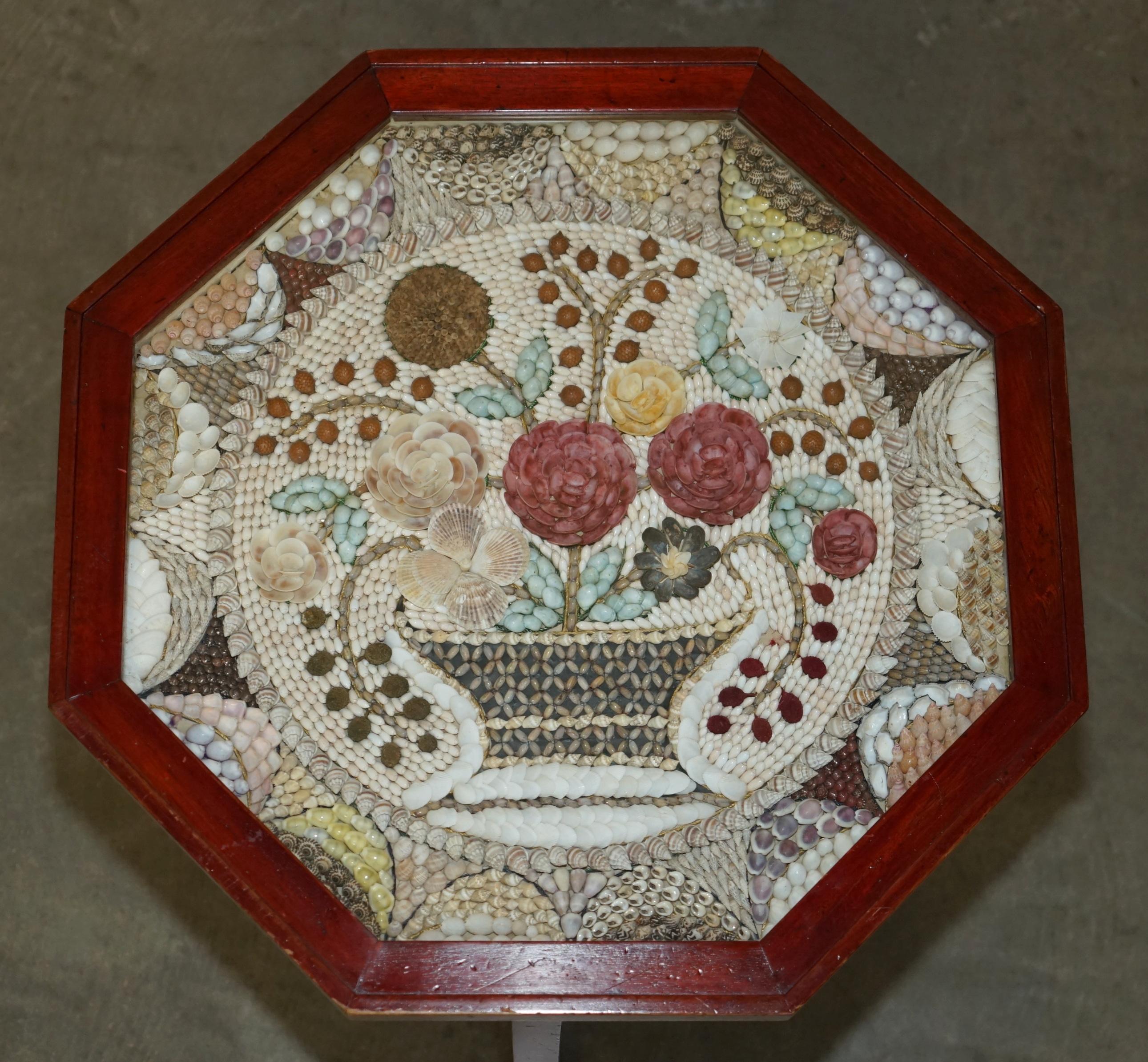 SUPER RARE ViNTAGE HIGHLY COLLECTable SAILOR'S VALENTINE SHELL DISPLAY TABLE (Handgefertigt) im Angebot