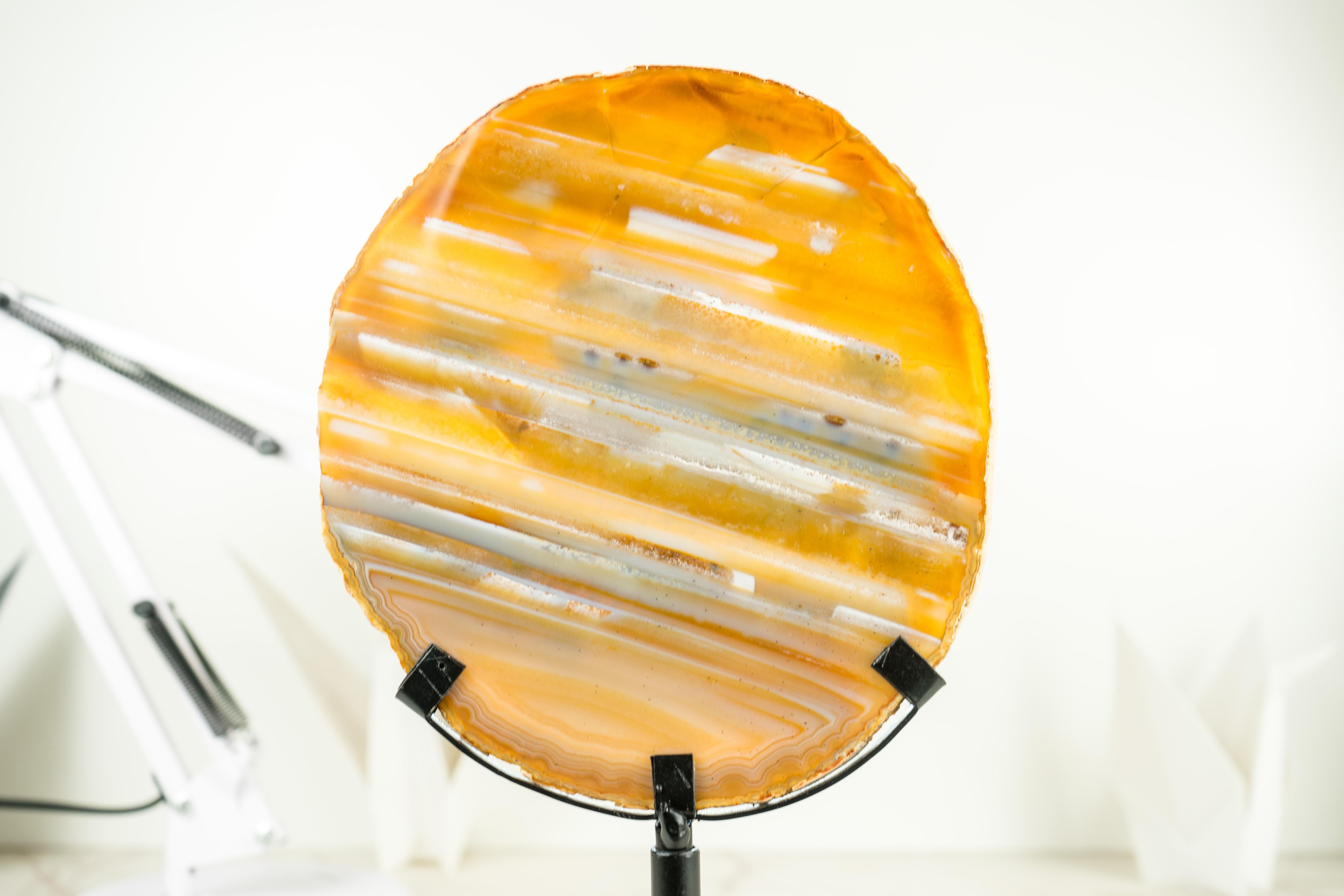 Super Rare Water-Line Agate Slice with Natural Yellow, Blue and White Colors  For Sale 5