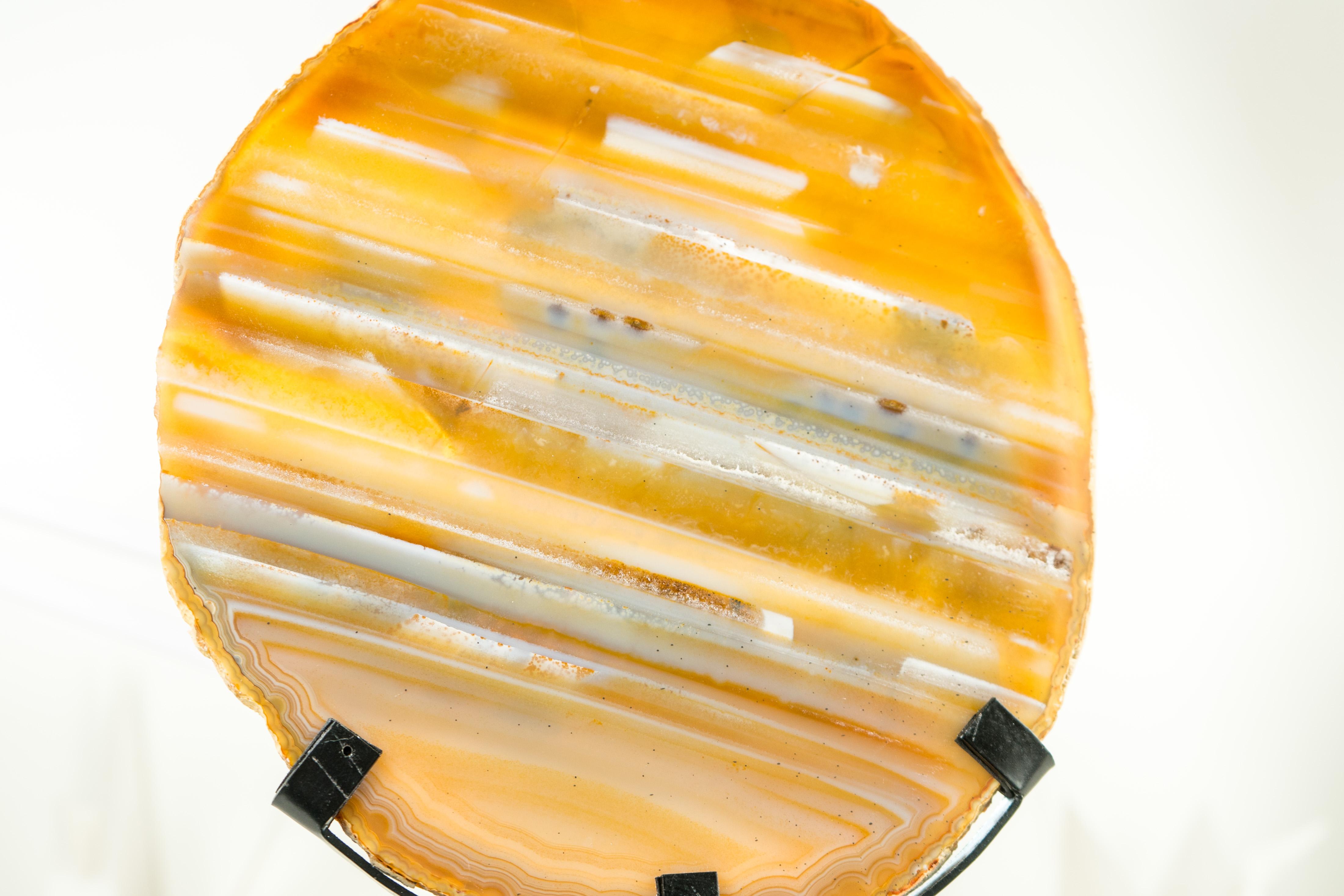 Super Rare Water-Line Agate Slice with Natural Yellow, Blue and White Colors  For Sale 4