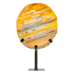 Super Rare Water-Line Agate Slice with Natural Yellow, Blue and White Colors