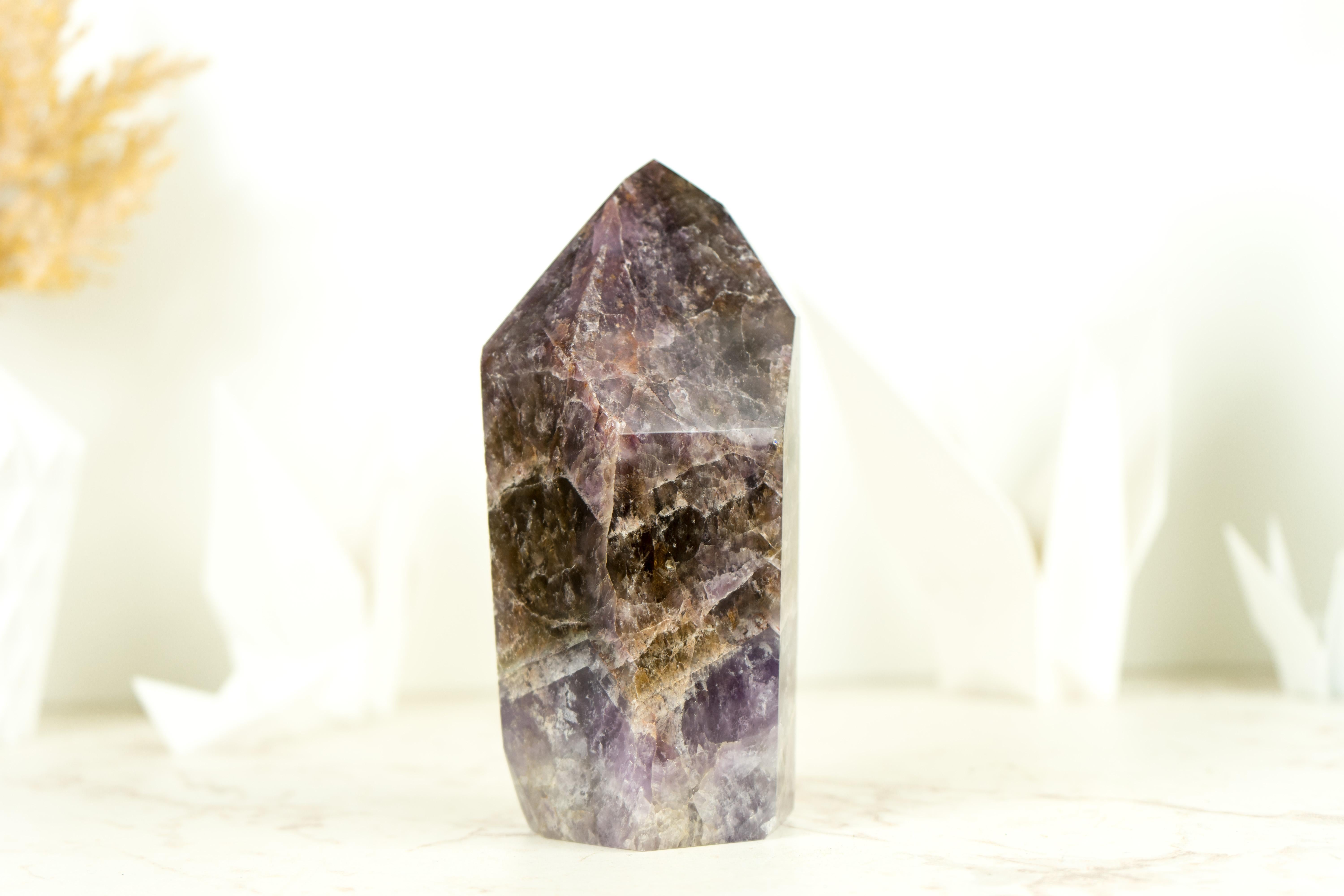 Amethyst Super Seven Scepter Point Cut in Generator Format, Self-Standing For Sale