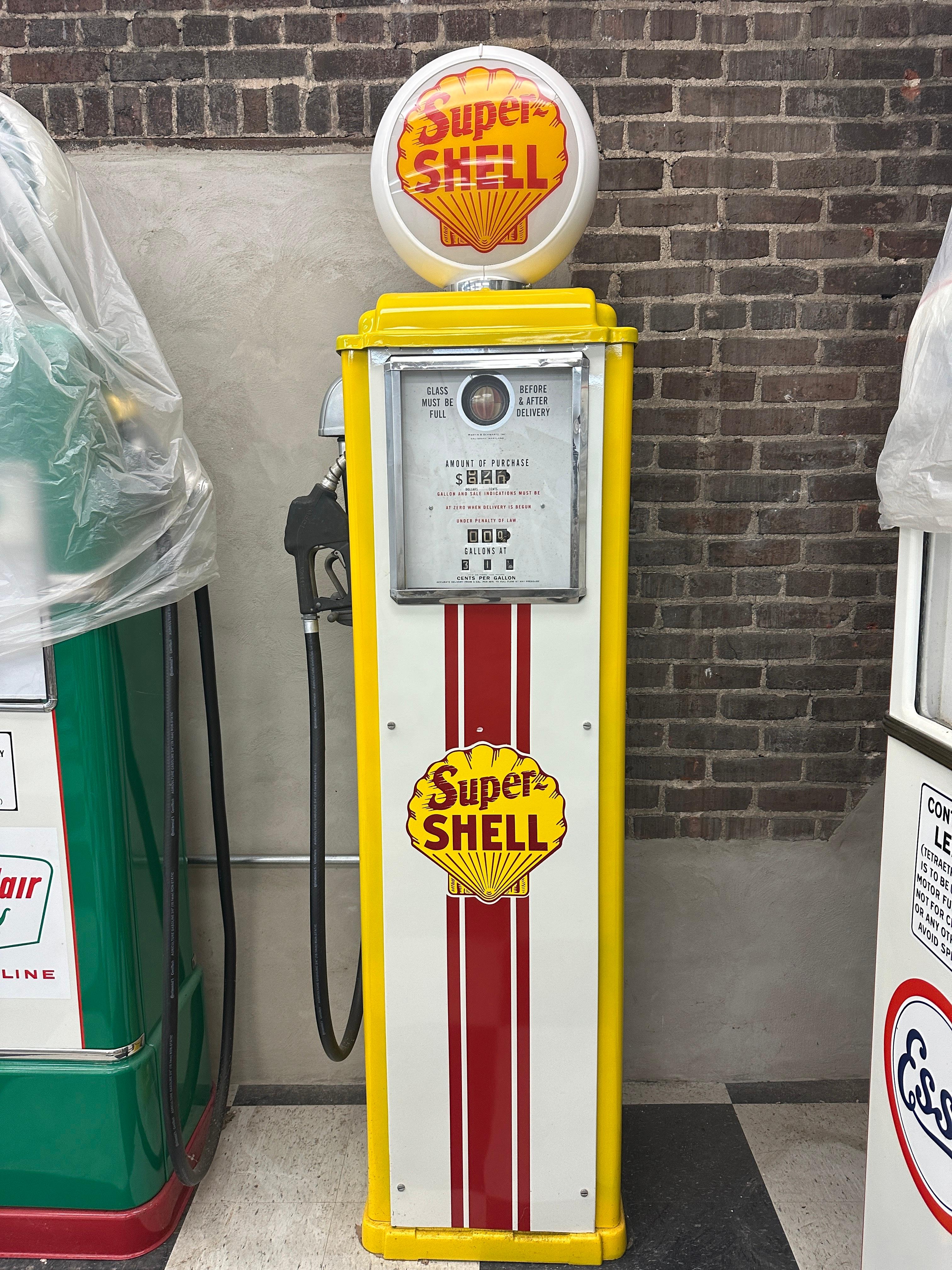 Américain Pompe à essence Super Shell Martin et Schwartz modèle 70 en vente