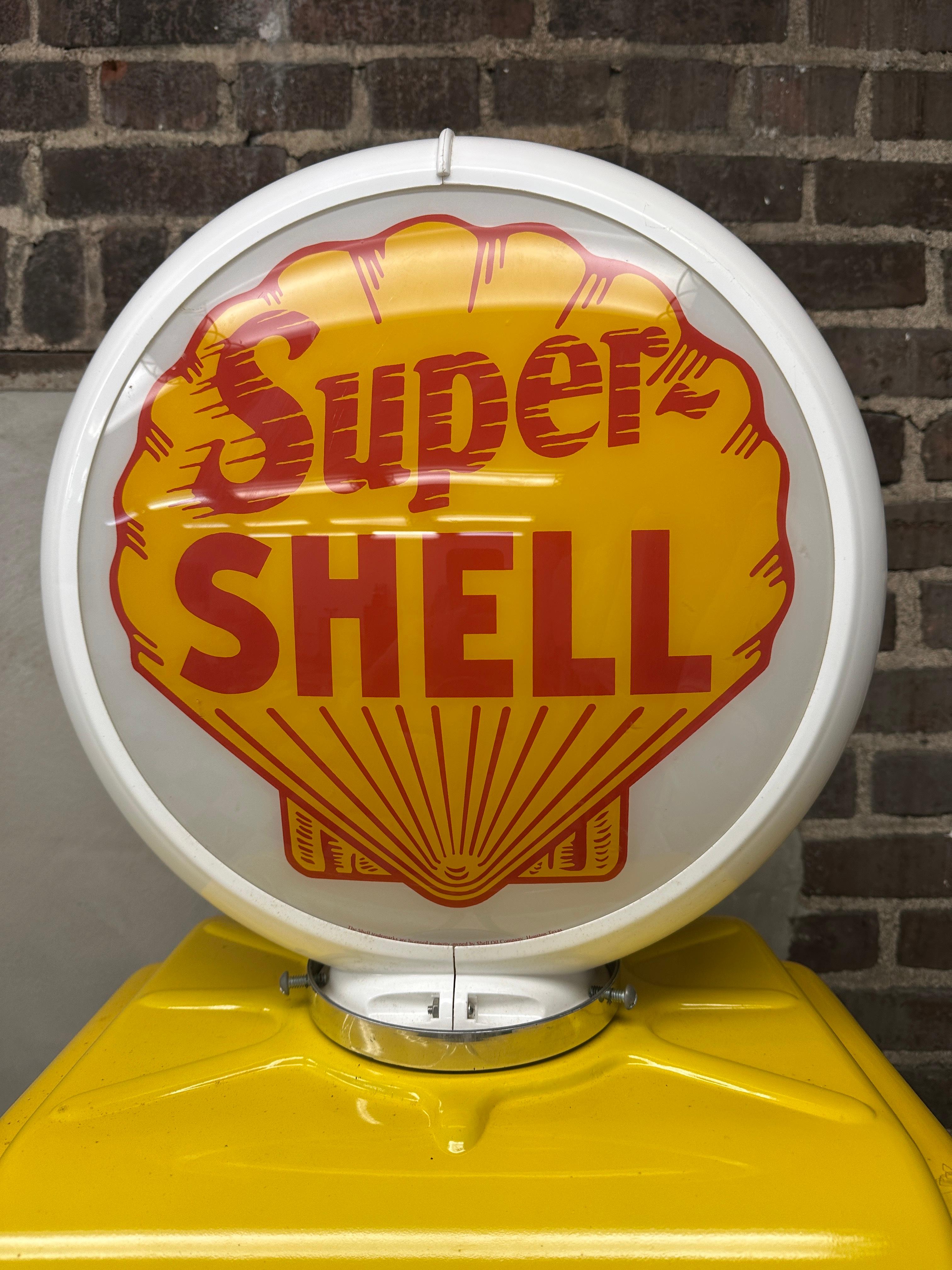 Émaillé Pompe à essence Super Shell Martin et Schwartz modèle 70 en vente