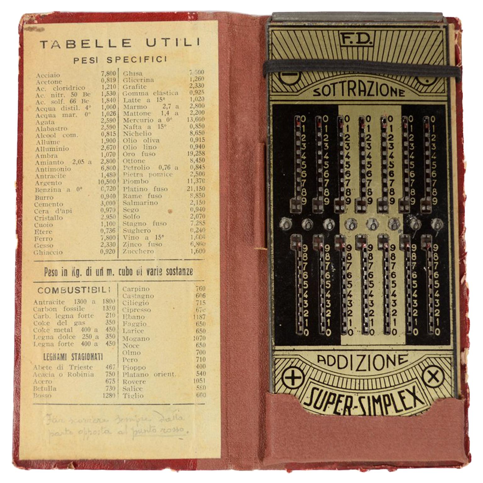 Super-Simplex Calculator Italian Manufacture of the 1920s