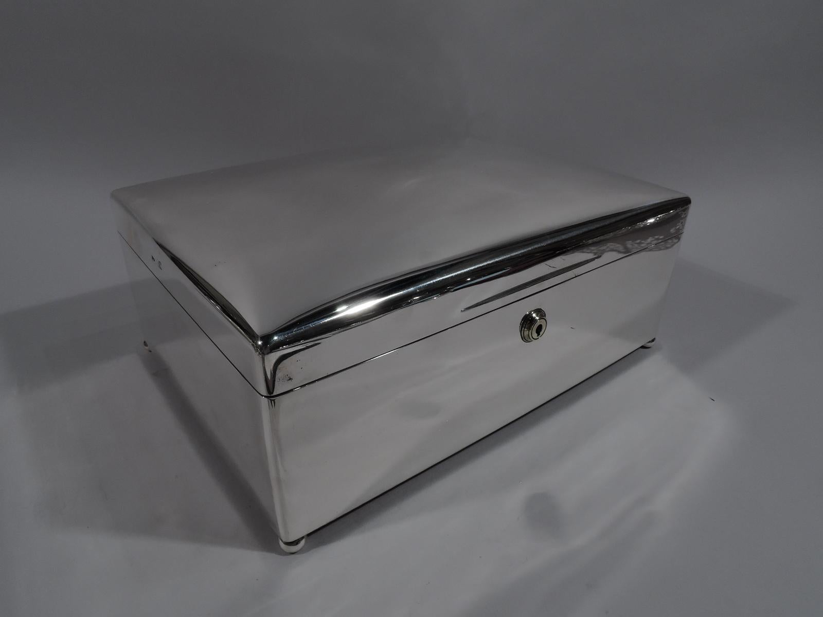 Art Deco Super-Sized Sterling Silver Alpha Cigar Box by Walker & Hall